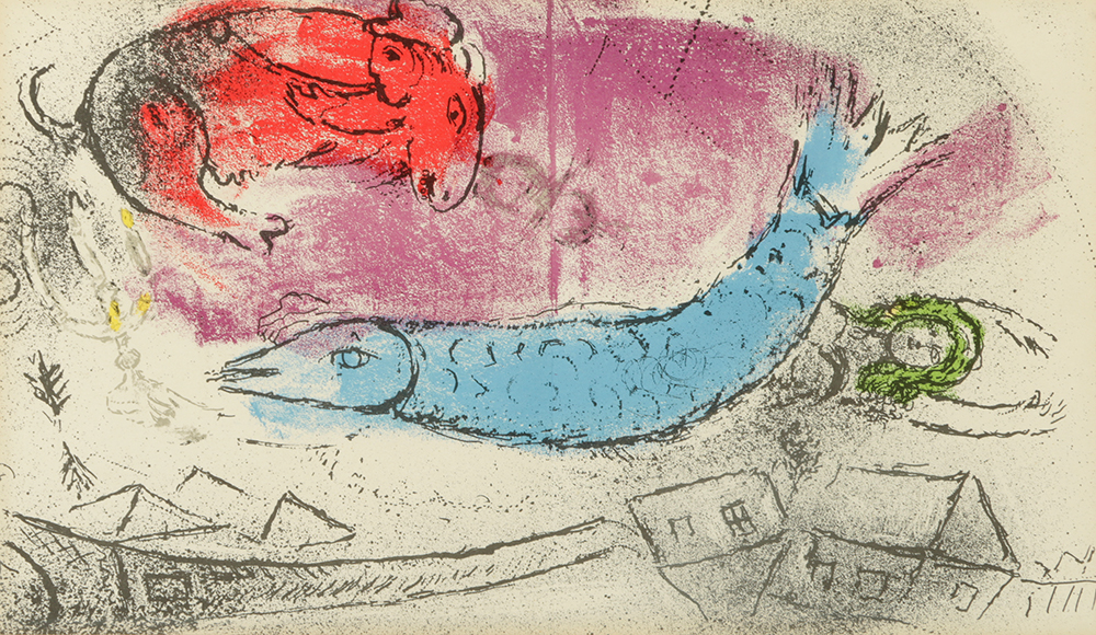 Marc Chagall Color Lithograph on Paper "Le Poisson Bleu"