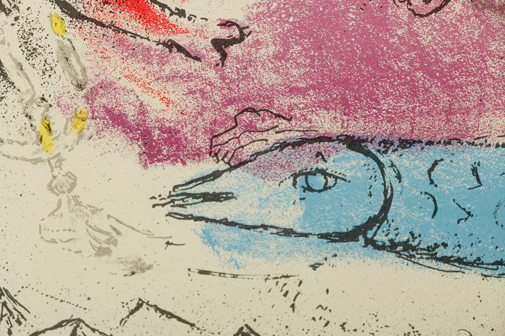 Marc Chagall Color Lithograph on Paper "Le Poisson Bleu"