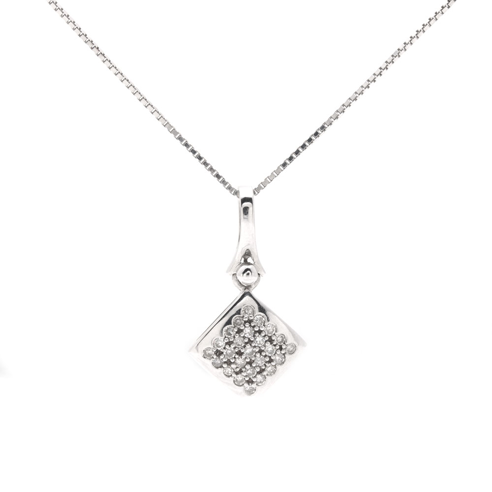 14K and 18K White Gold Diamond Necklace