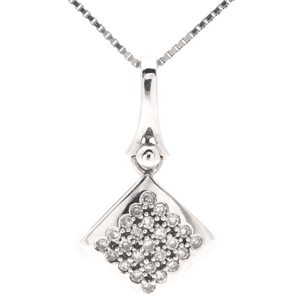 14K and 18K White Gold Diamond Necklace