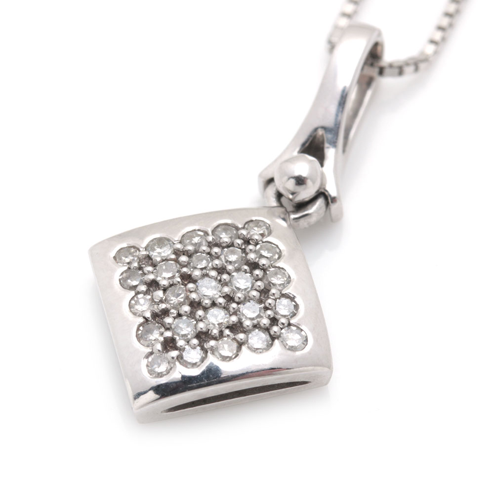 14K and 18K White Gold Diamond Necklace