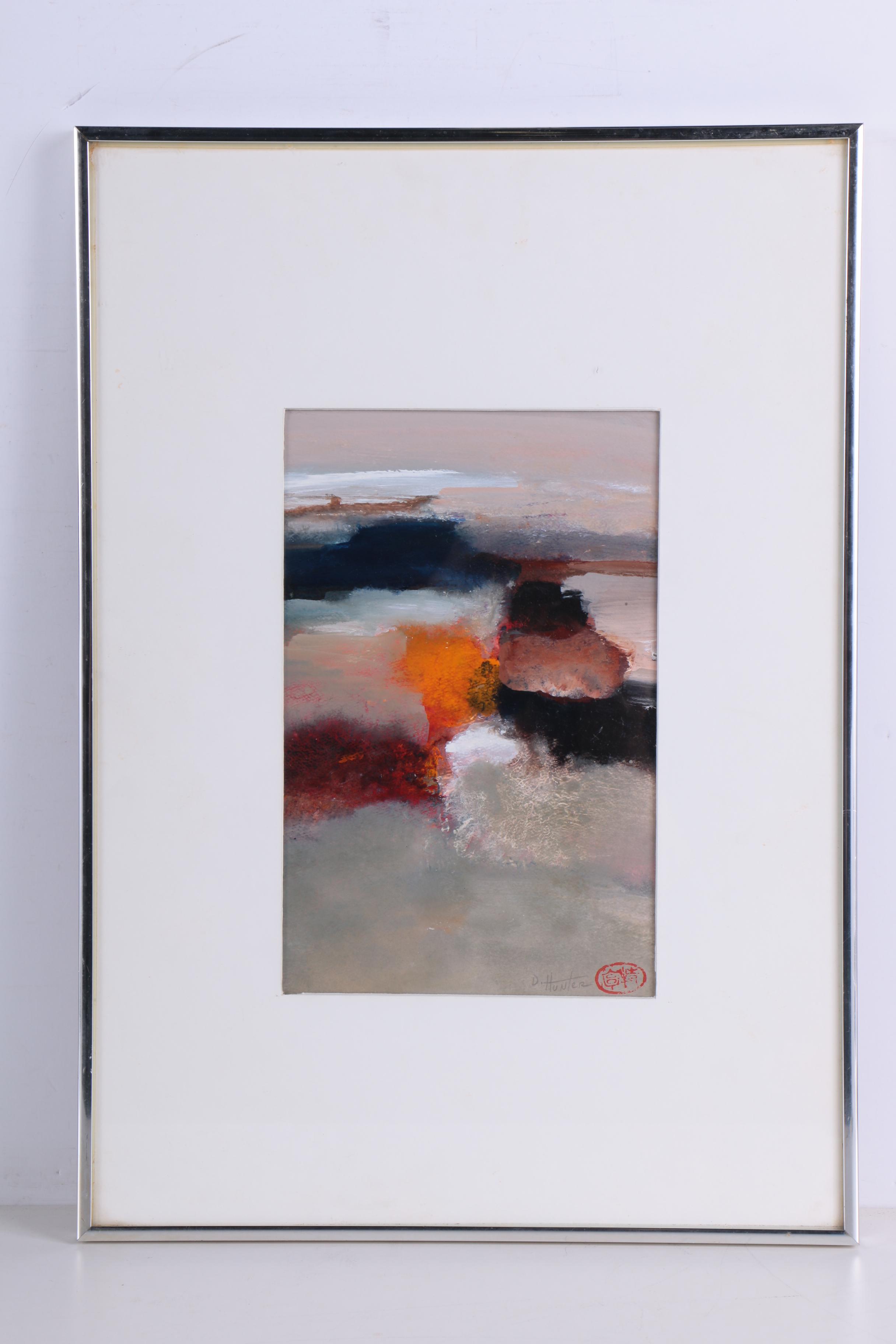 Dorothy Hunter Vintage Abstract Acrylic Paintings on Paper