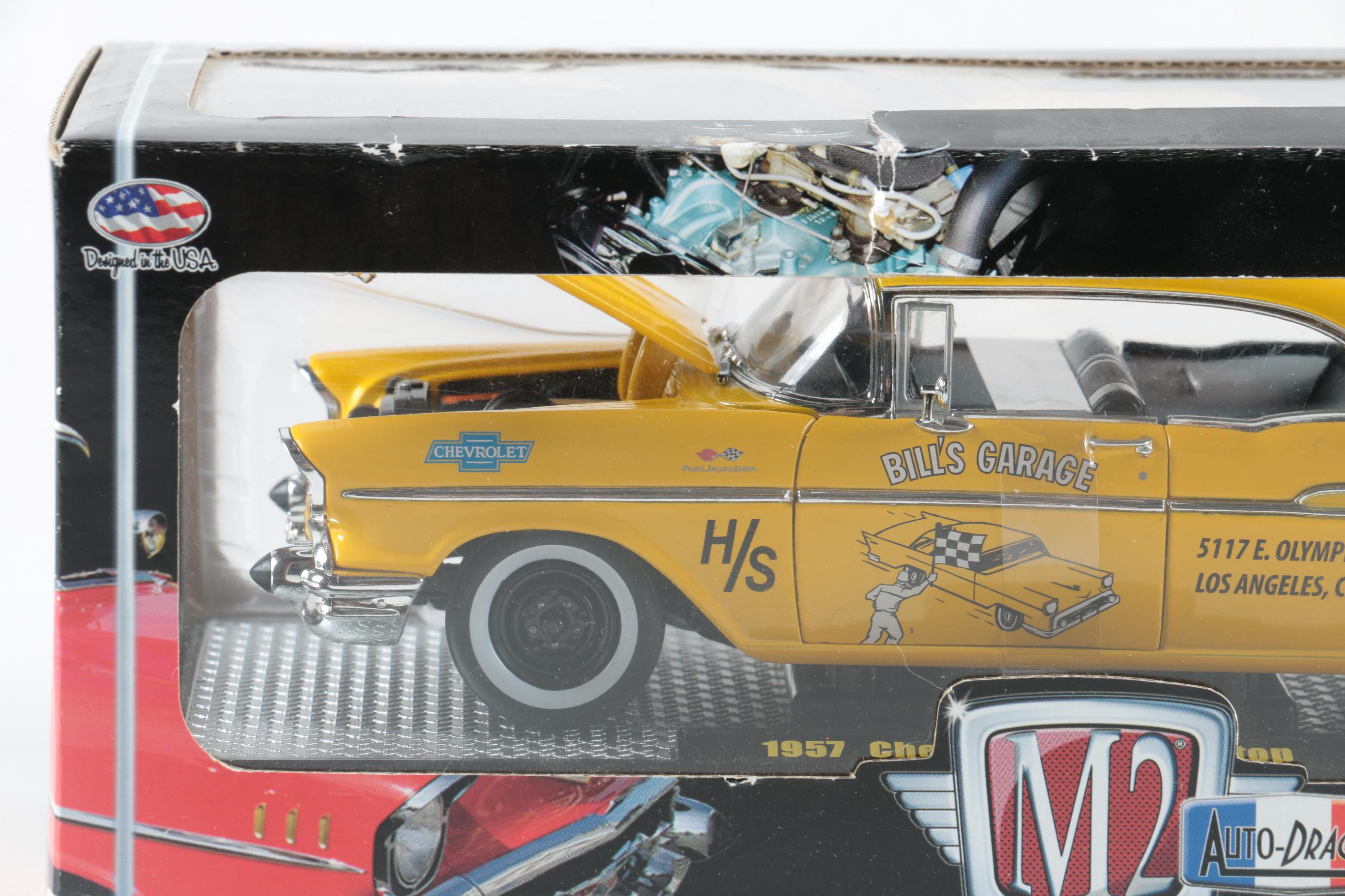 Pair of Die Cast Metal 1957 Chevys by M2 Machines "Auto-Drags"
