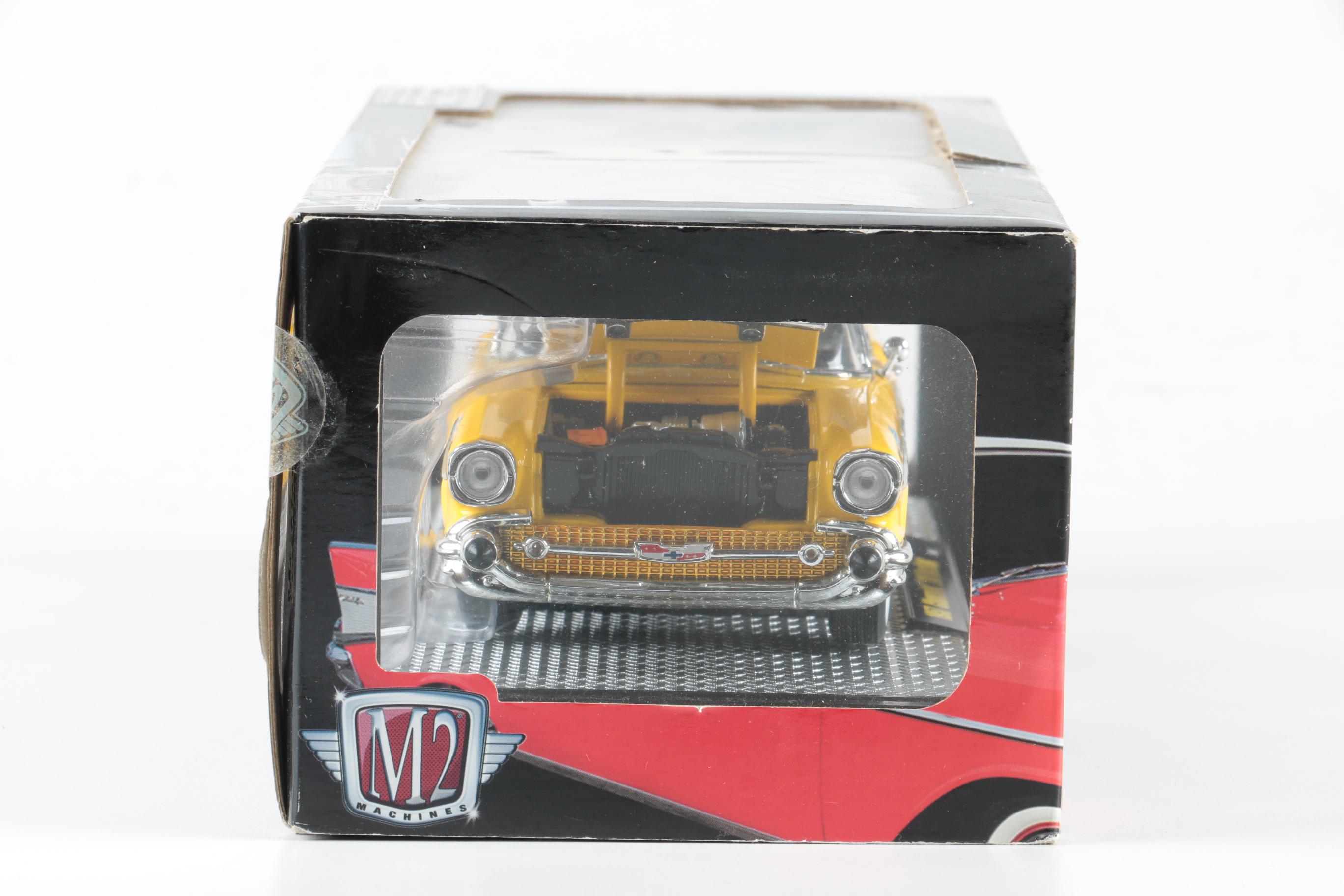 Pair of Die Cast Metal 1957 Chevys by M2 Machines "Auto-Drags"