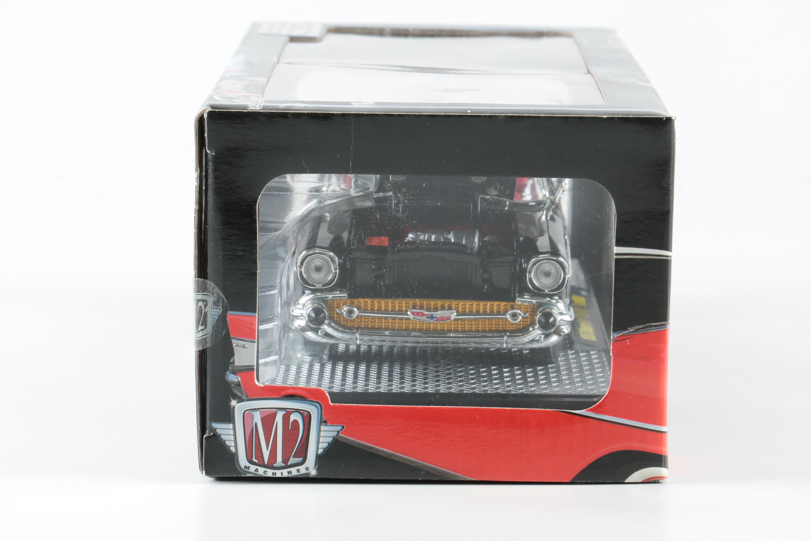 Pair of Die Cast Metal 1957 Chevys by M2 Machines "Auto-Drags"