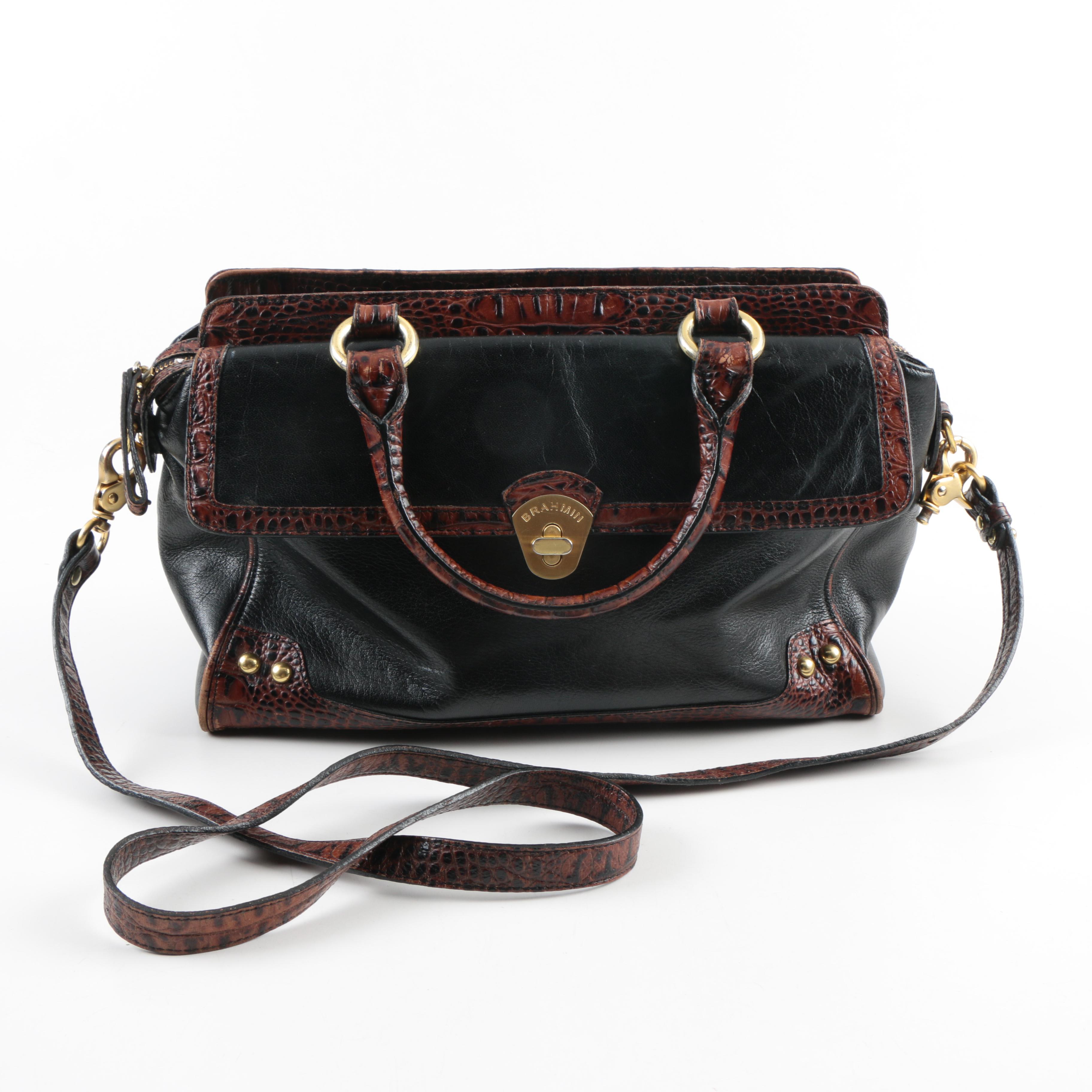Brahmin Two Tone Leather Satchel