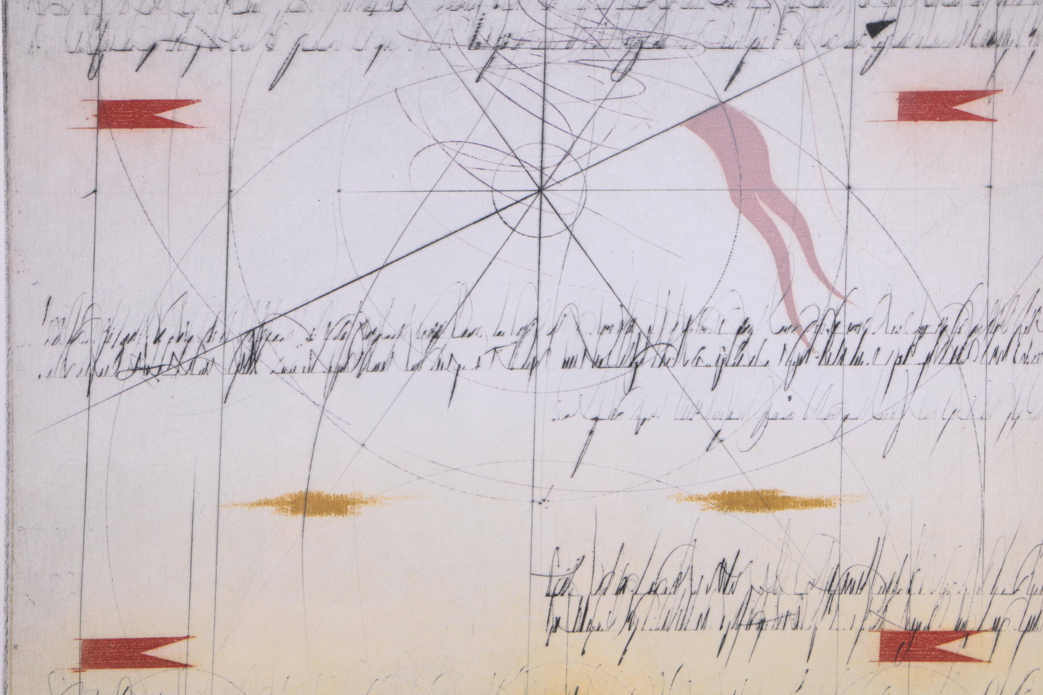 Signed Limited Edition Aquatint Etching of Modern Composition