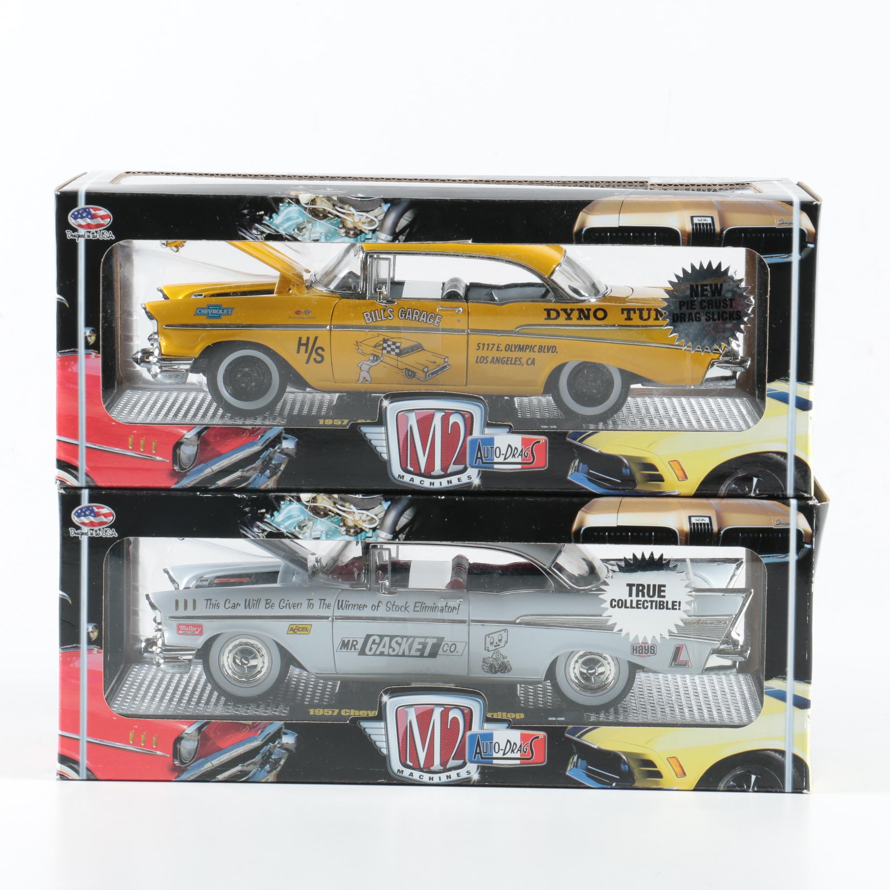 Pair of 1957 Style Chevrolet Die-Cast Cars by M2 Machines