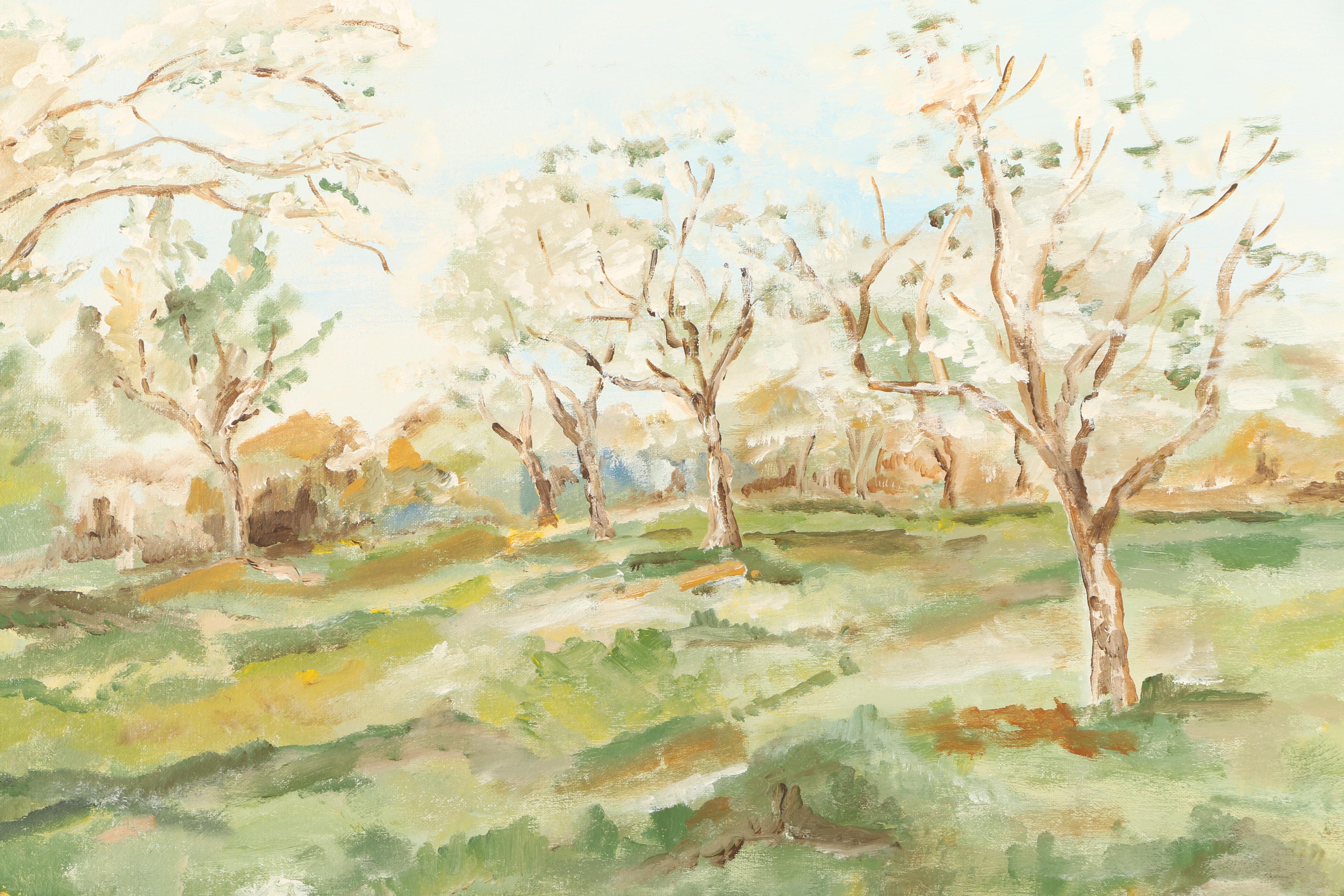 Oil Paintings of a Floral Bouquet and a Landscape