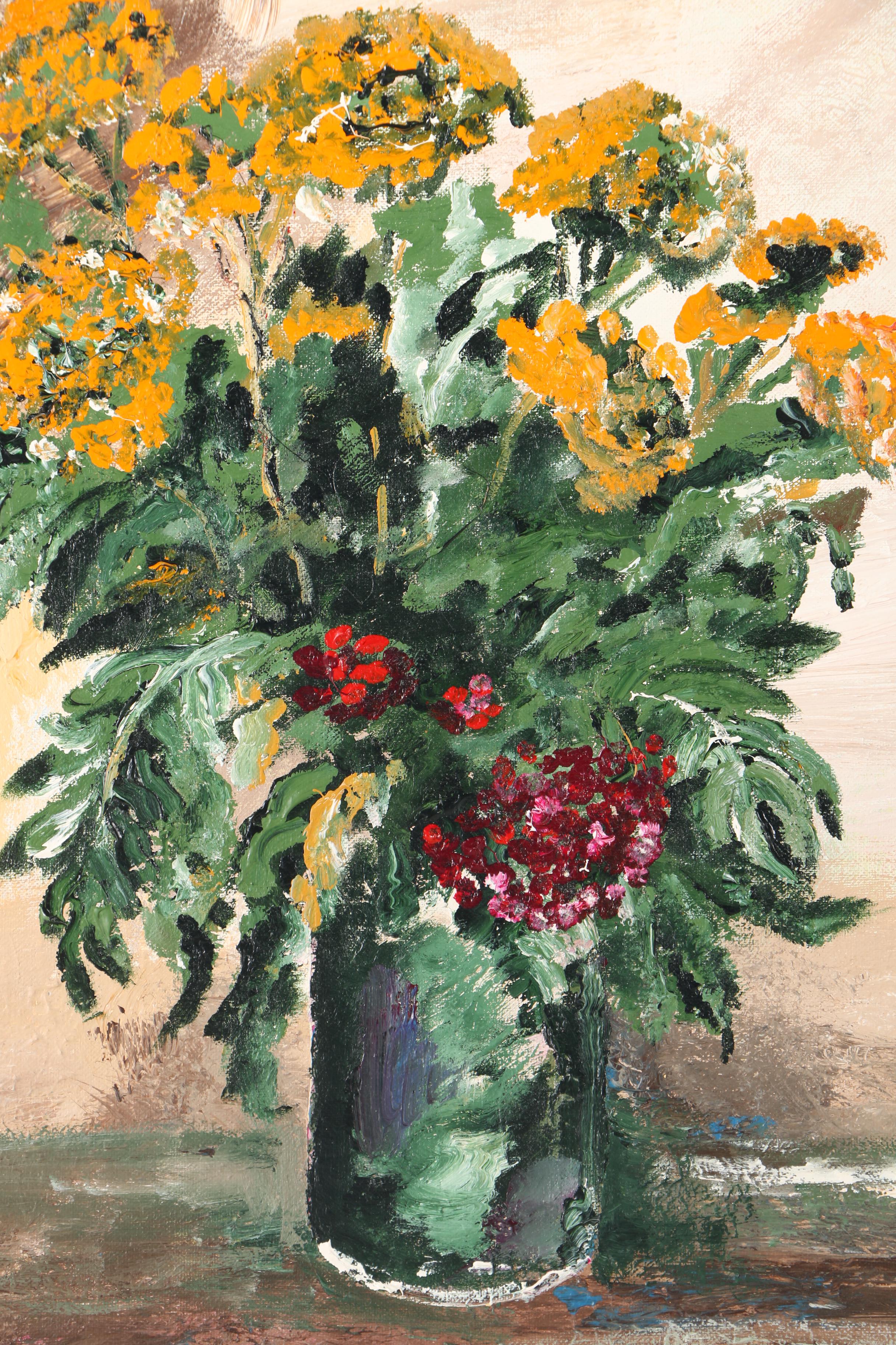 Oil Paintings of a Floral Bouquet and a Landscape