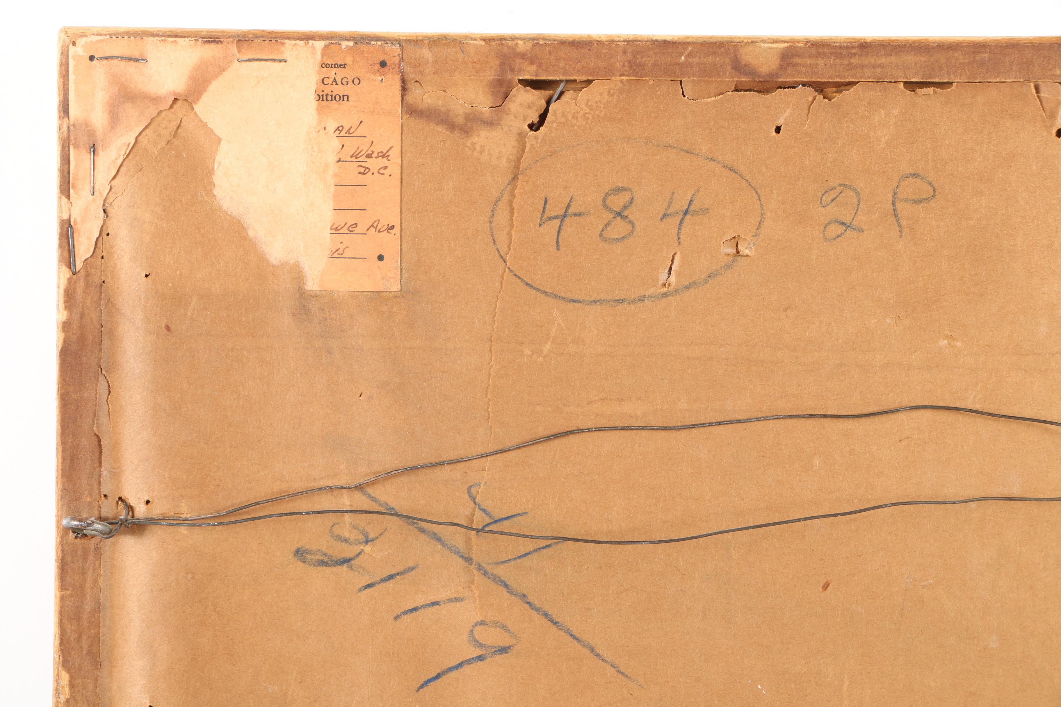 Vintage Watercolor Painting on Paper of Cliffs Overlooking an Ocean Landscape