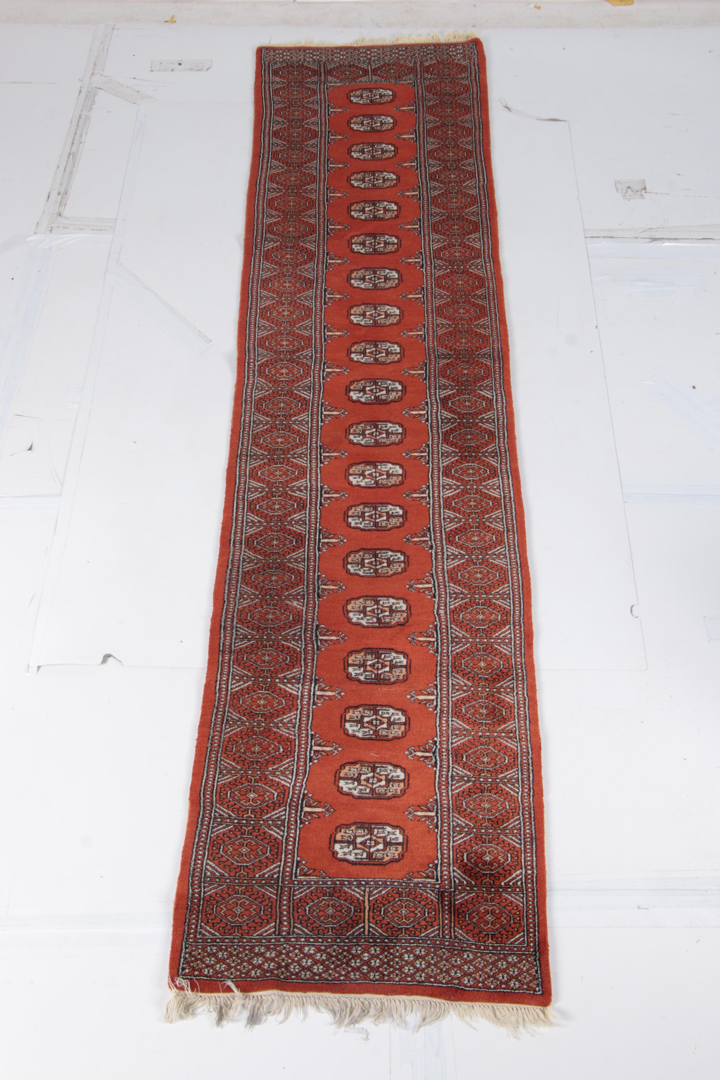 Vintage Hand-Knotted Tekke Bokhara Carpet Runner