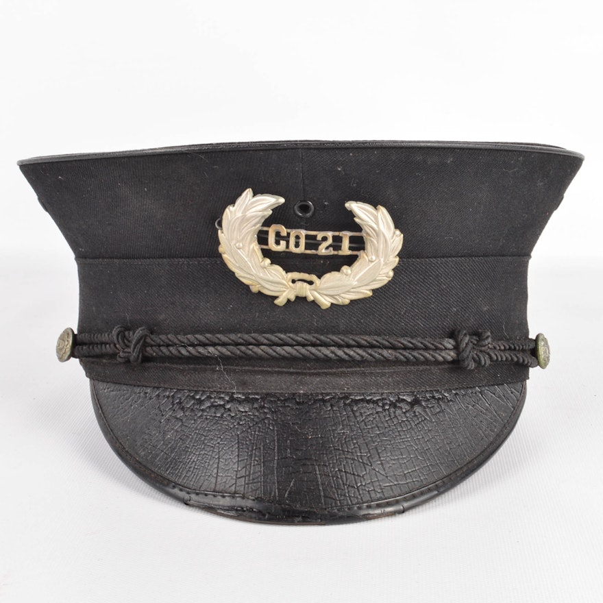 Black Wool Fire Chief Hat "CO 21"