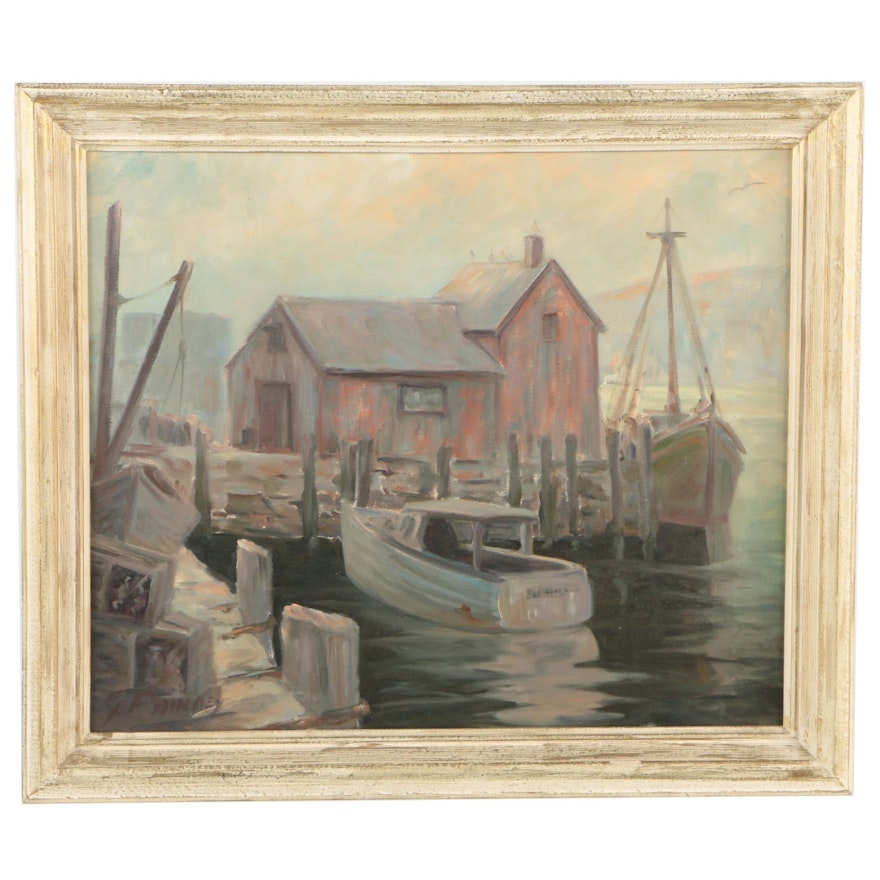 George Phinney Oil Painting on Canvas of a Harbor