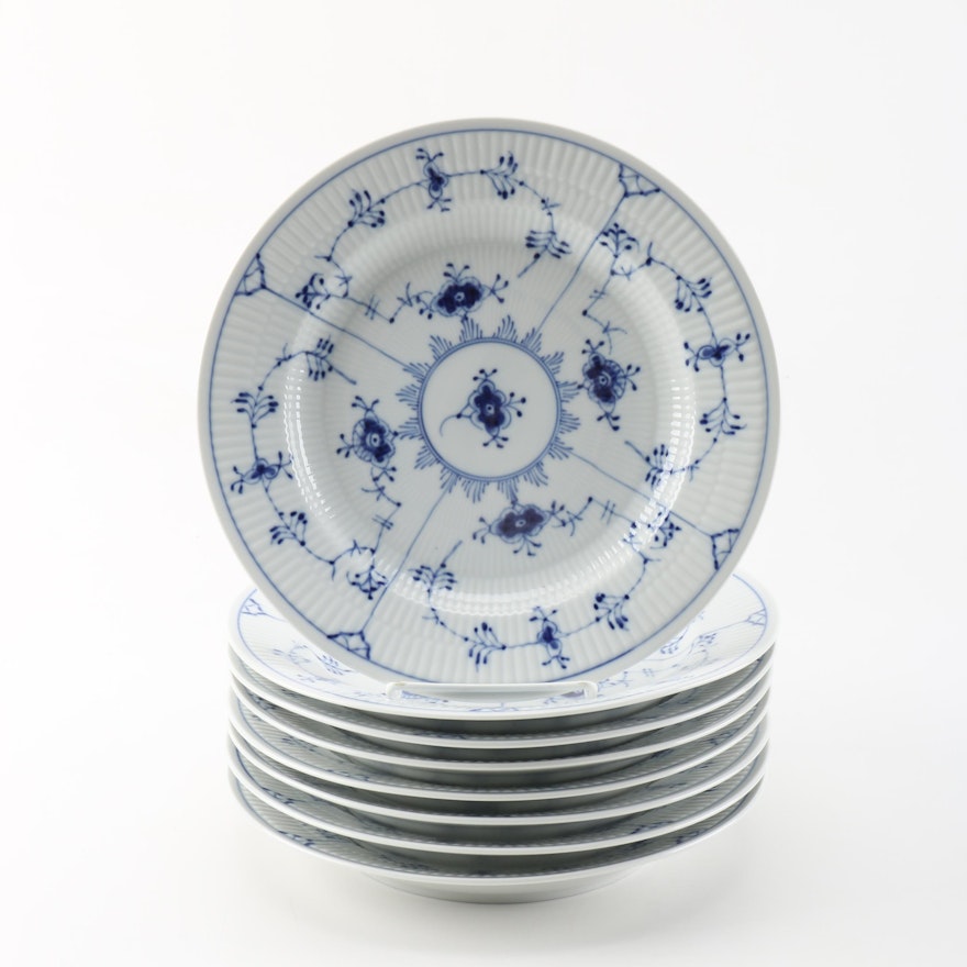 Set of Royal Copenhagen Porcelain Plates in the "Immortelle" Pattern