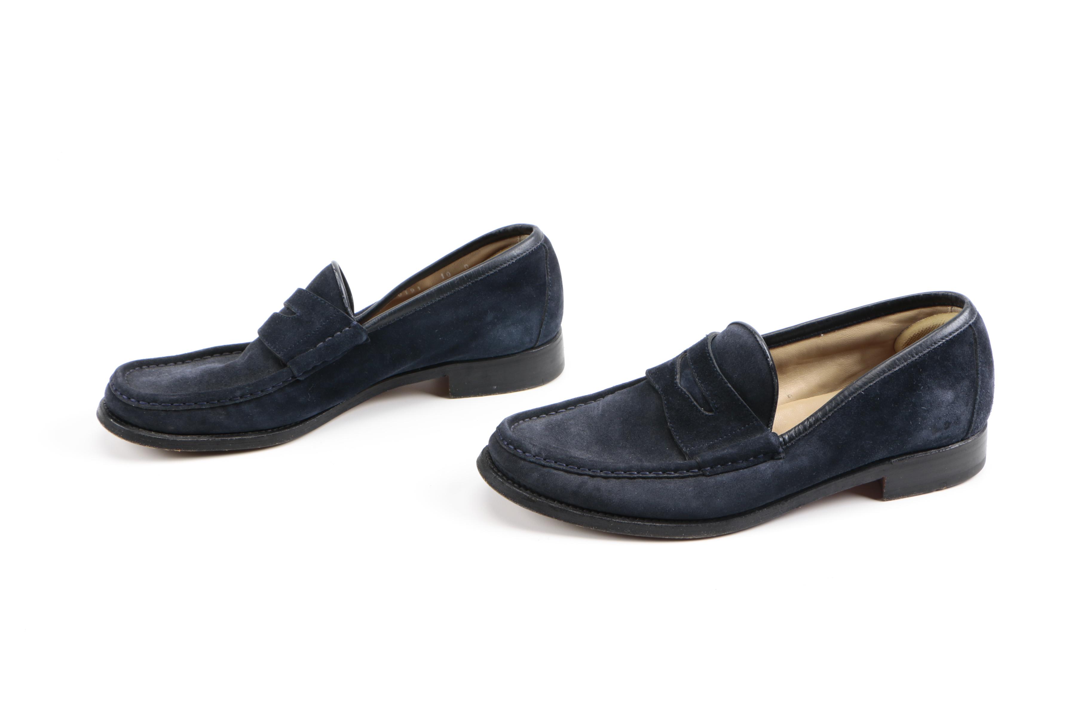 Men's Gucci Navy Suede Penny Loafers