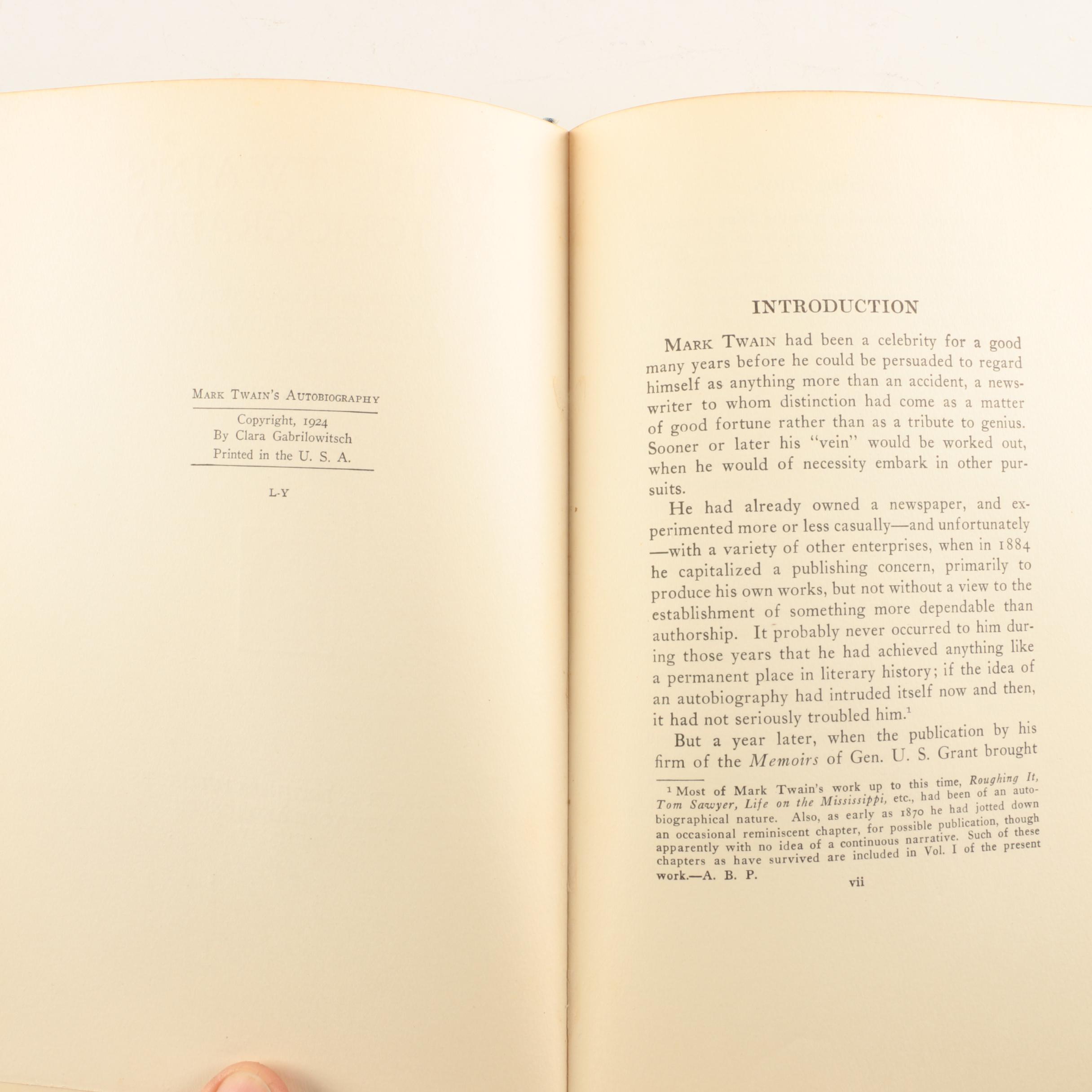 1924 "Mark Twain's Autobiography" in Two Volumes
