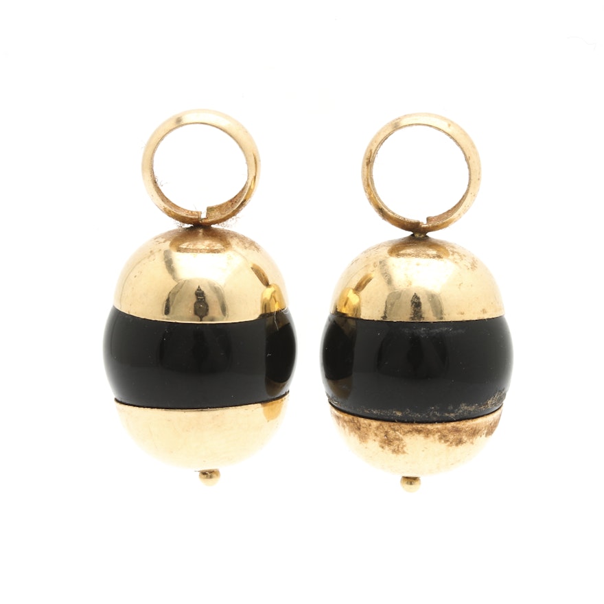 14K Yellow Gold Black Onyx Charms