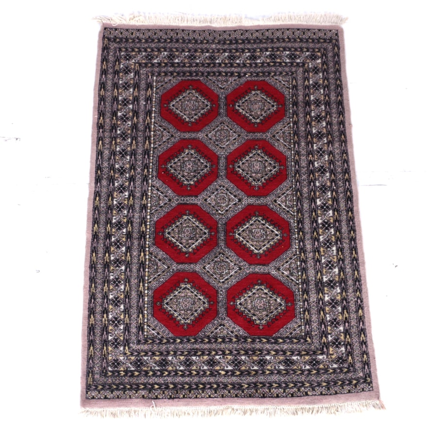 Hand-Knotted Pakistani Bokhara Wool Area Rug