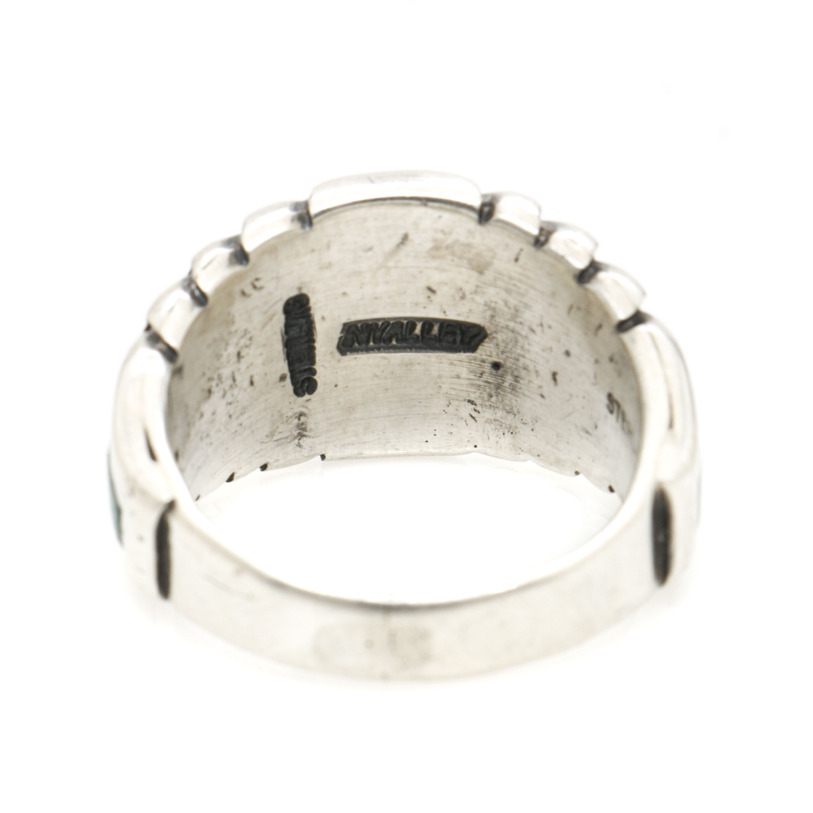 N. Walley Sterling Silver Gemstone Mosaic Inlay Ring