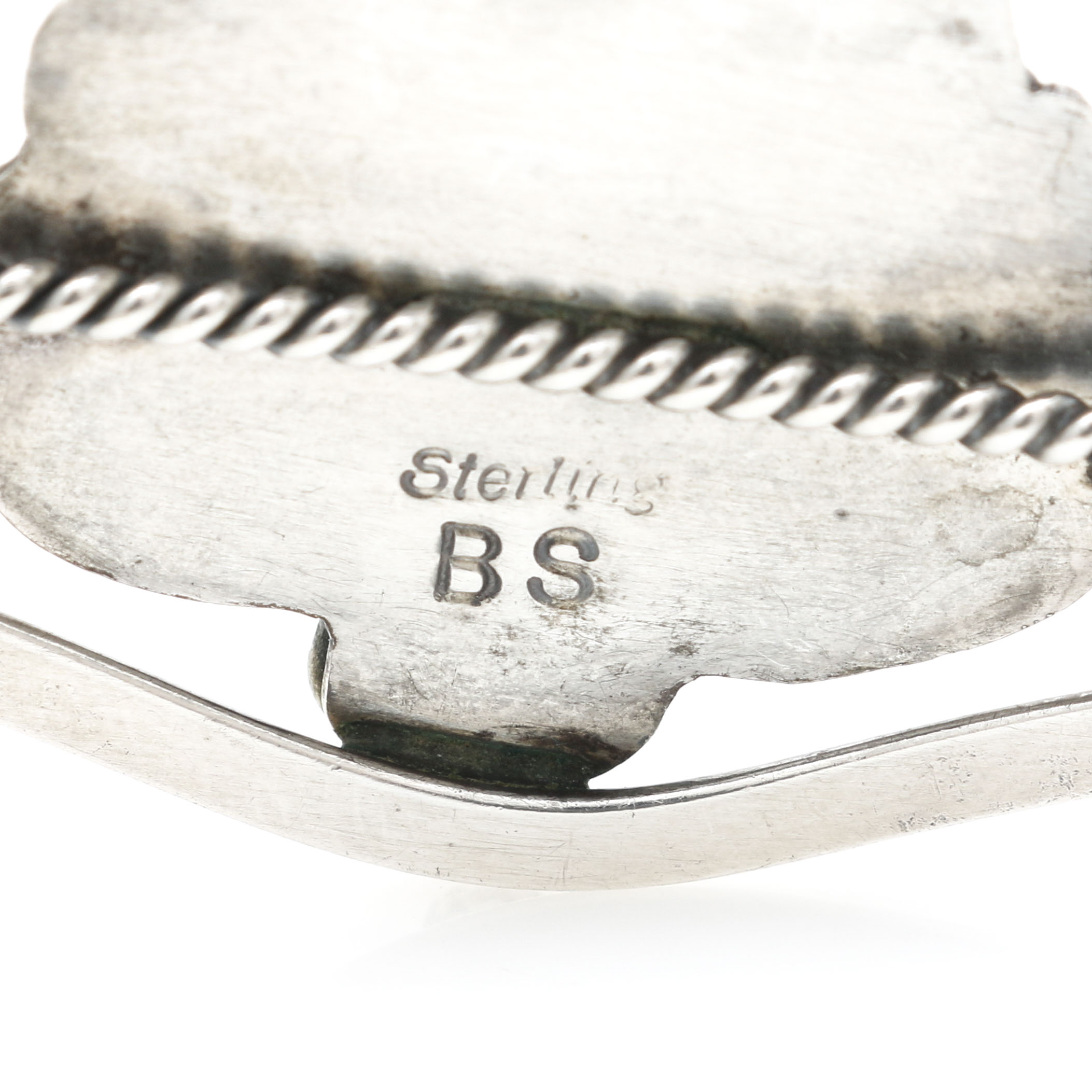 Benson Sam Navajo Sterling Silver Turquoise and Leaf Shadowbox Cuff