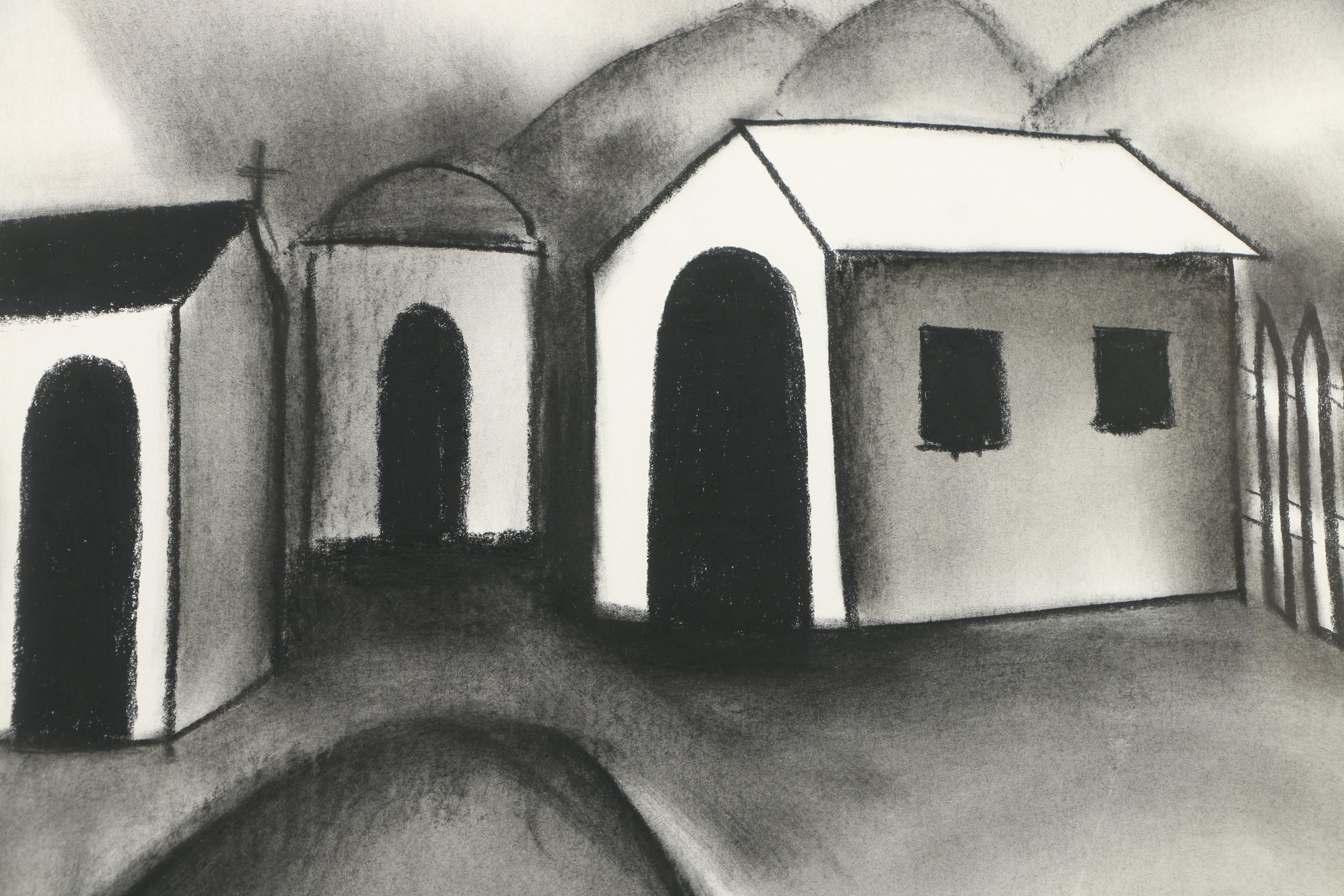 Dordevic Miodrag Pastel Drawing of Buildings