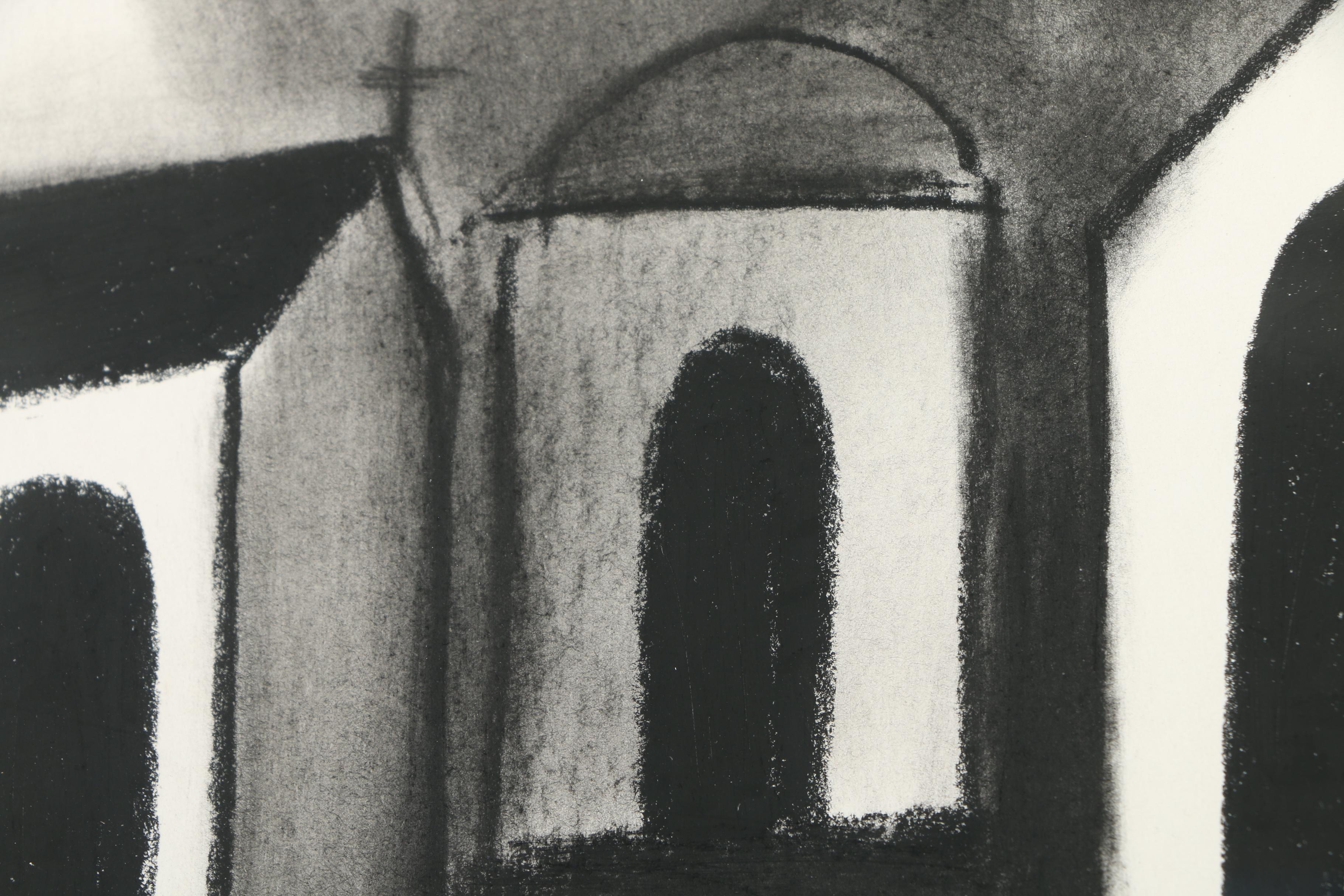 Dordevic Miodrag Pastel Drawing of Buildings