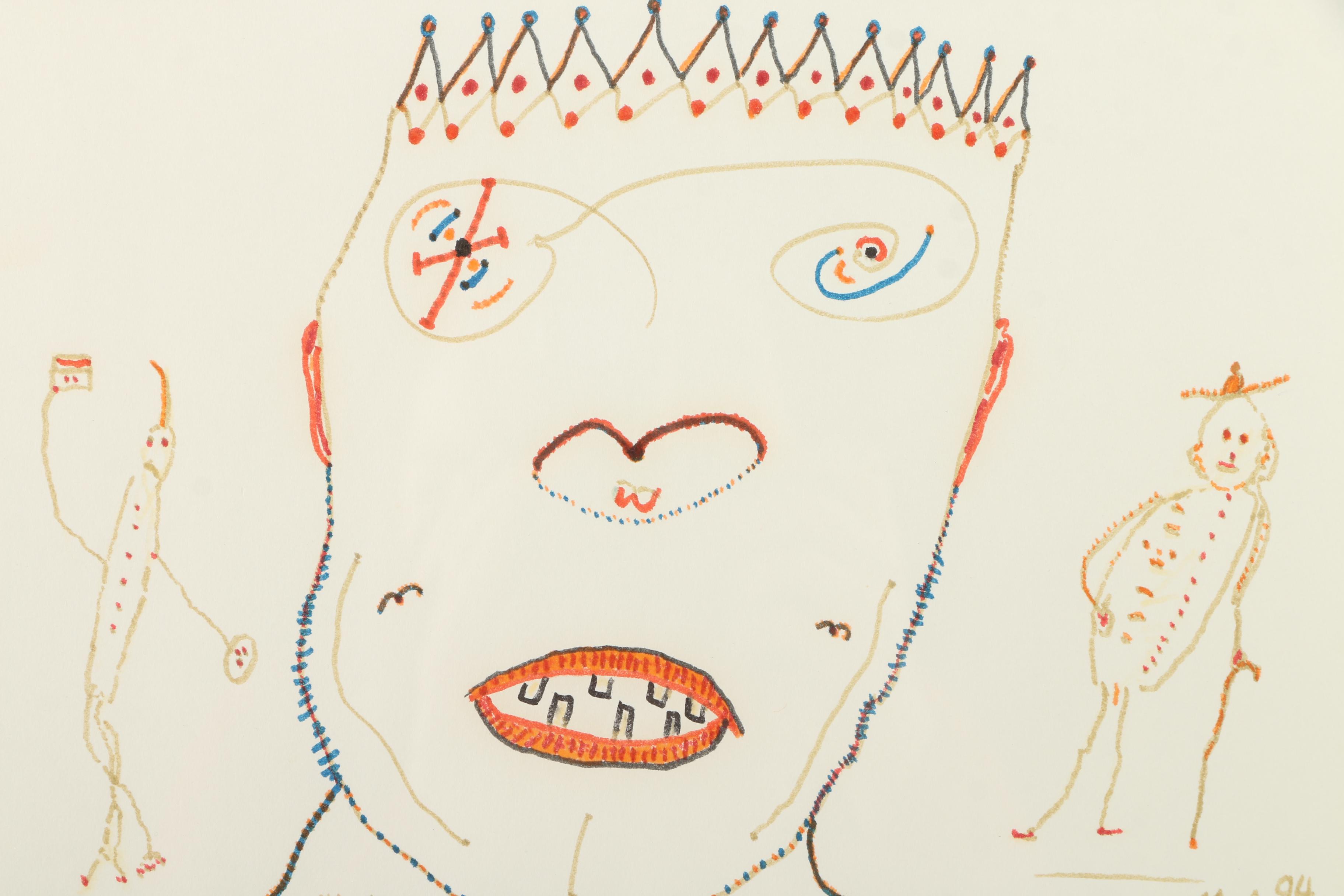 Carl Möhner Mixed Media Drawing "The Bird's King"