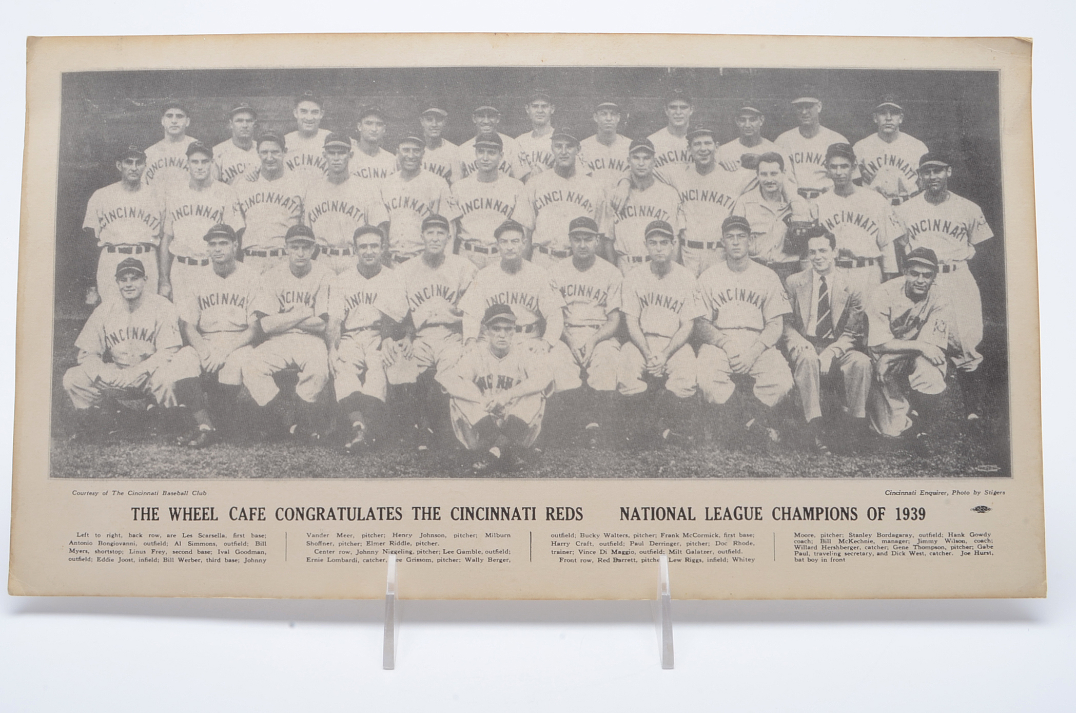 '39 Reds "Wheel Cafe" Menu, Klu Exhibit and Bell Auto Post Card