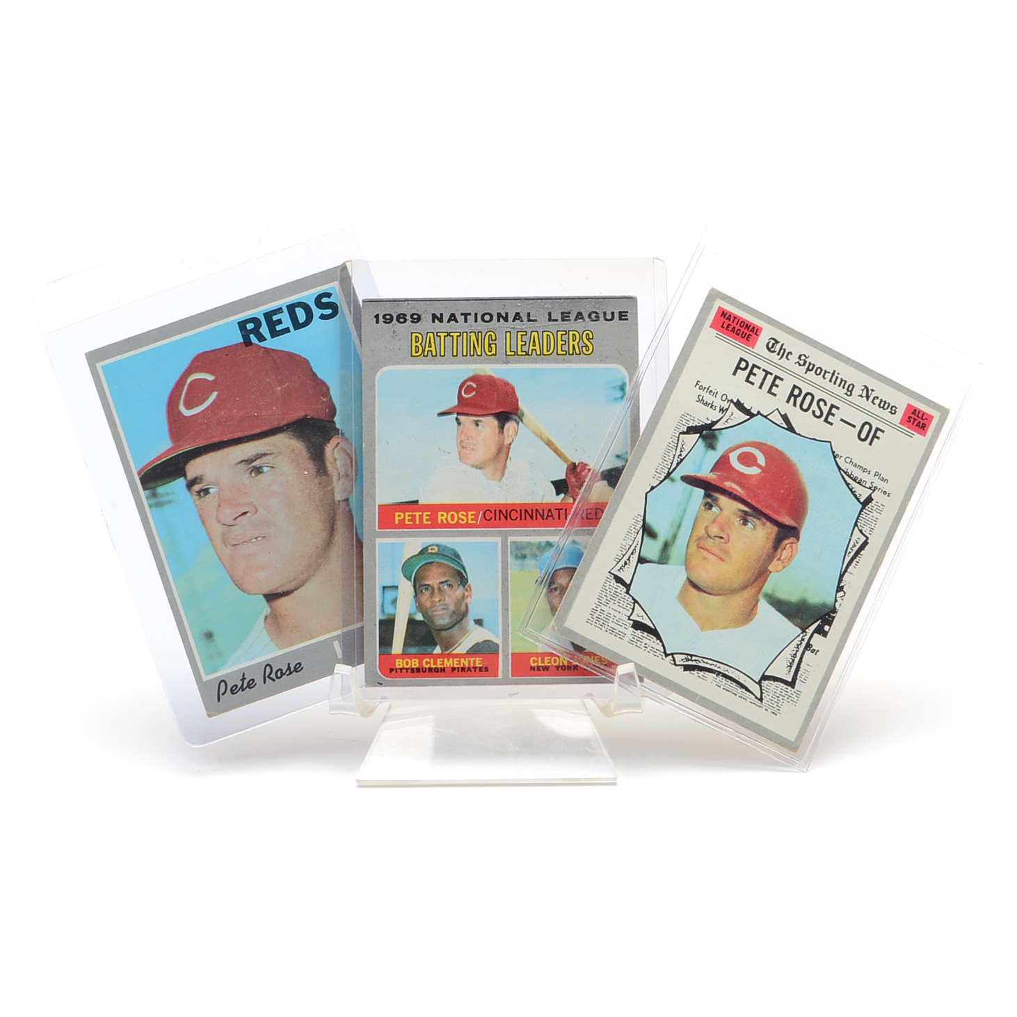 Three Pete Rose Cincinnati Reds 1970 Topps Baseball Cards