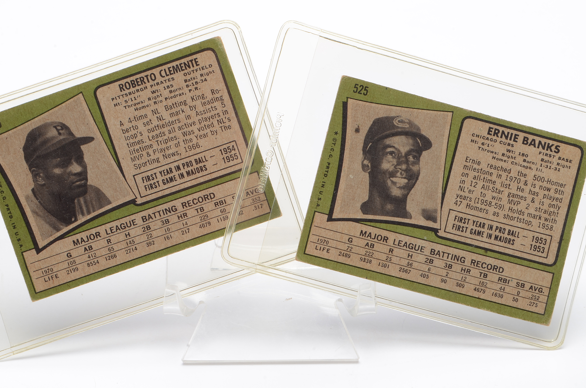 1971 Roberto Clemente and Ernie Banks Topps Baseball Cards