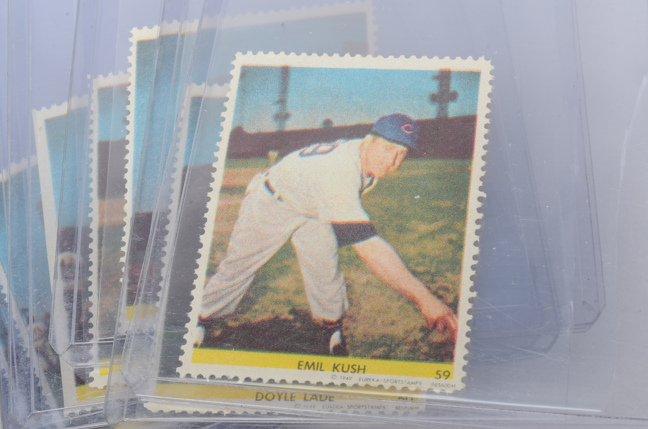 Fourteen 1949 Eureka Baseball Player Stamps