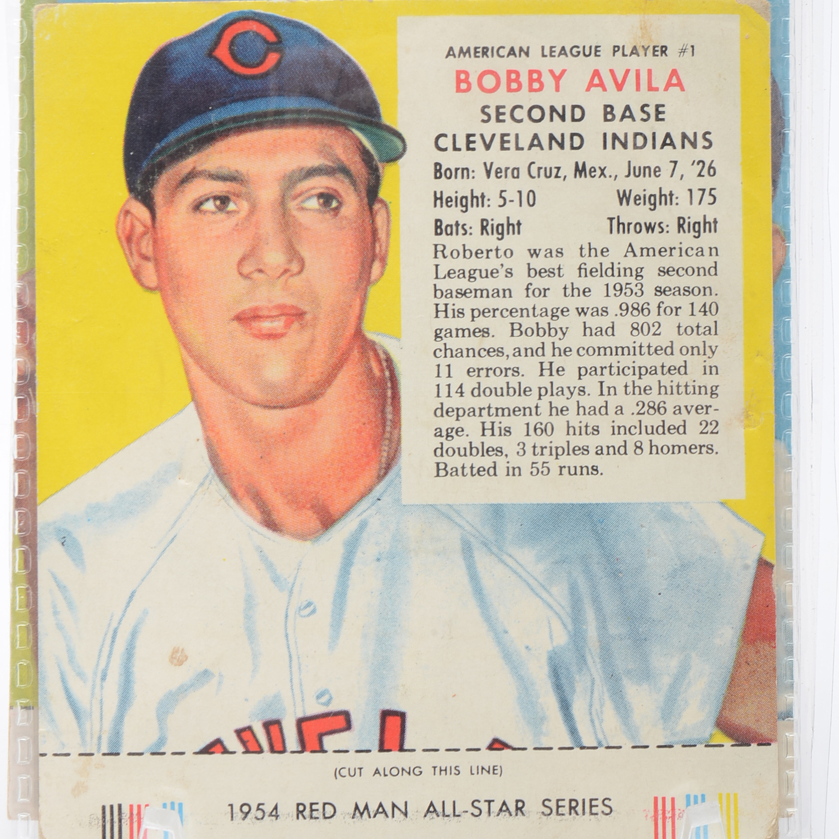 Three 1950s "Red Man" Tobacco" Baseball Photo Cards With Tabs