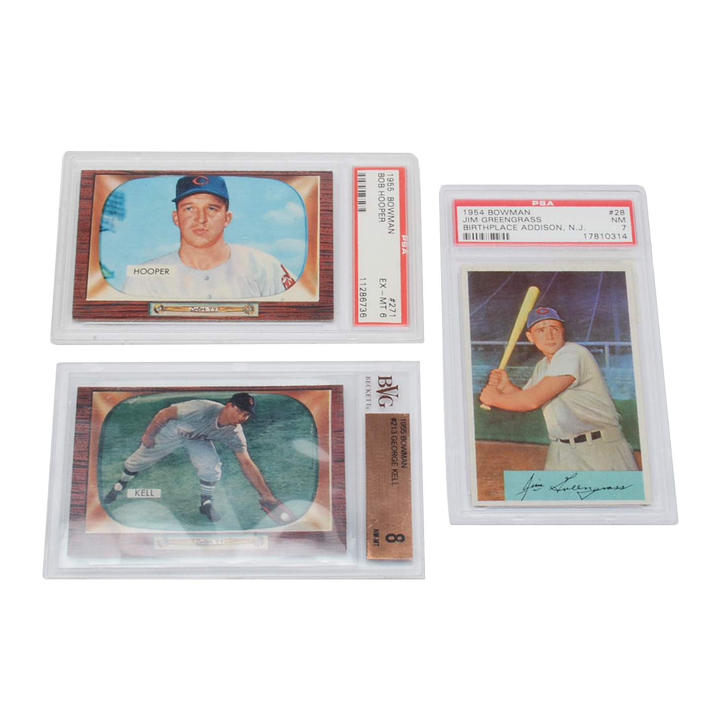 Three 1950s Bowman Professionally Graded Baseball Cards