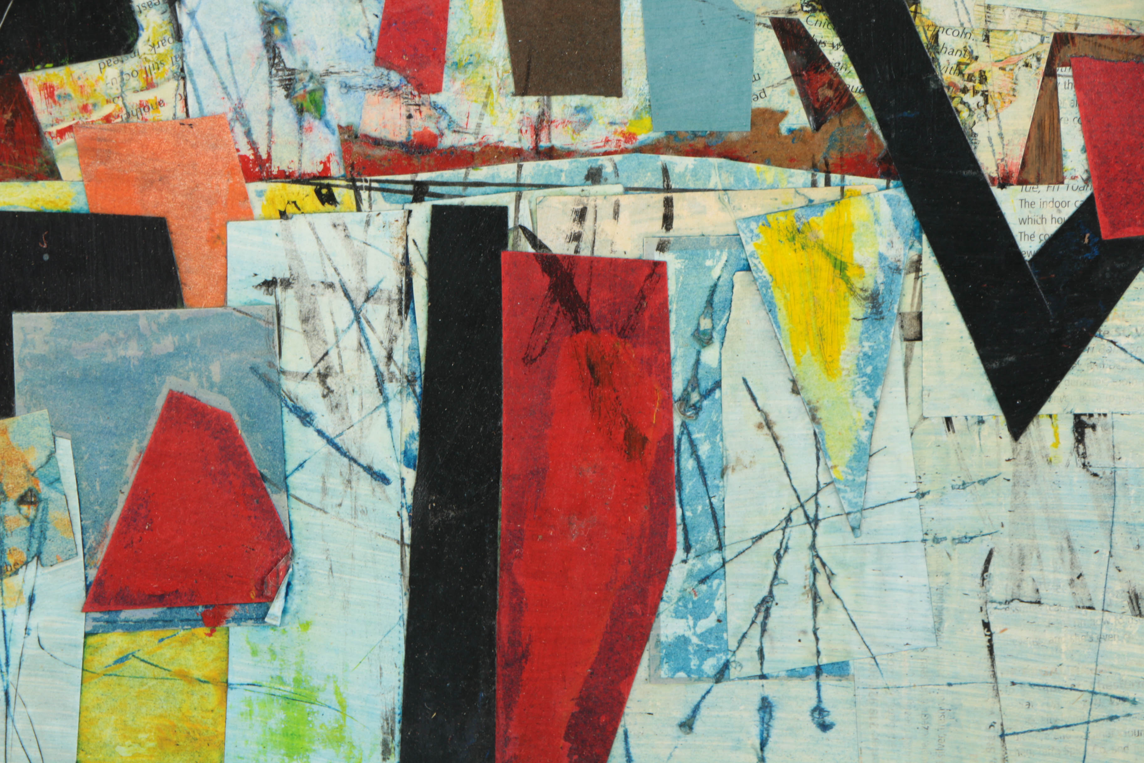 Ronald Ahlström Abstract Mixed Media Collage on Repurposed Wood Board "Untitled"