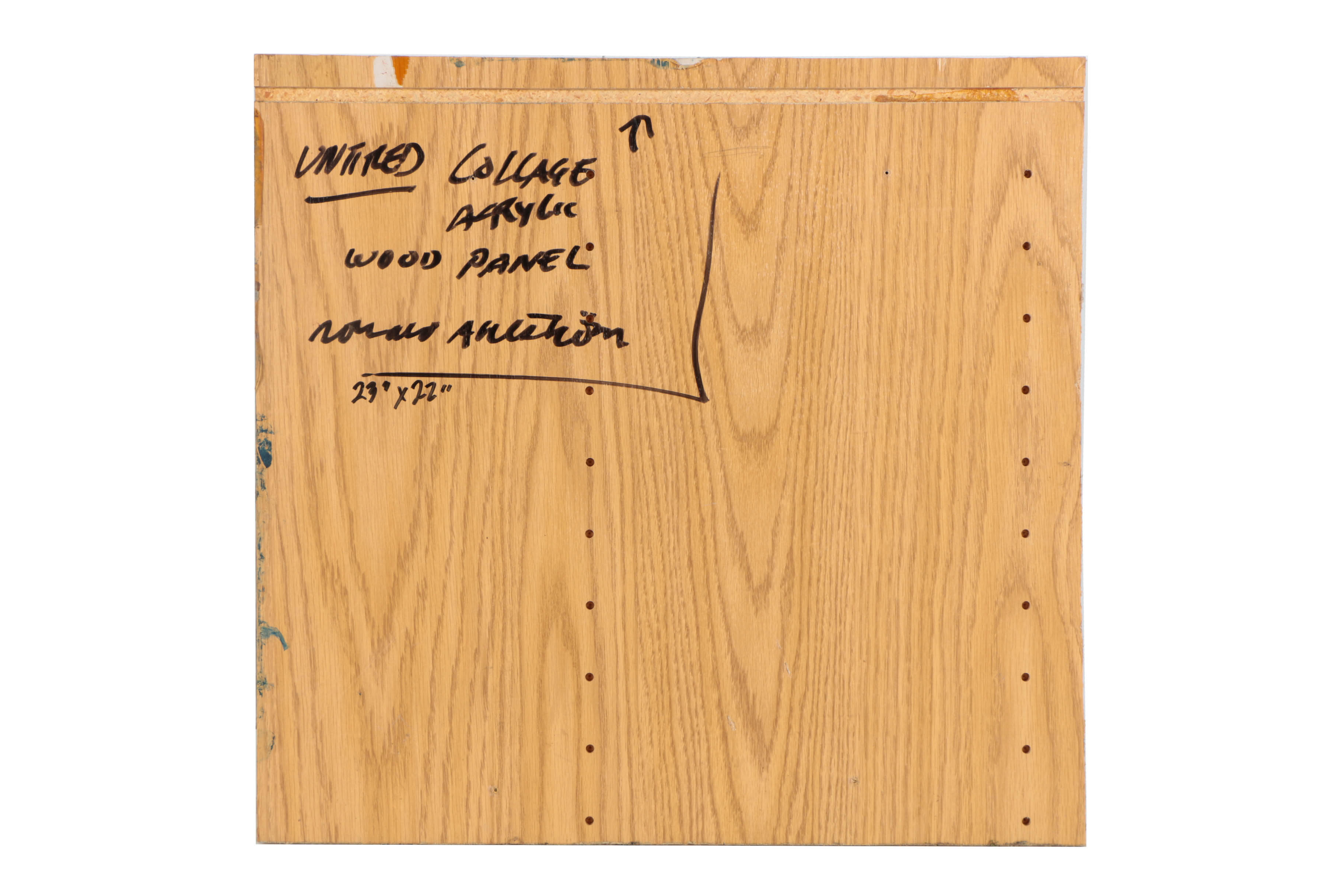 Ronald Ahlström Abstract Mixed Media Collage on Repurposed Wood Board "Untitled"