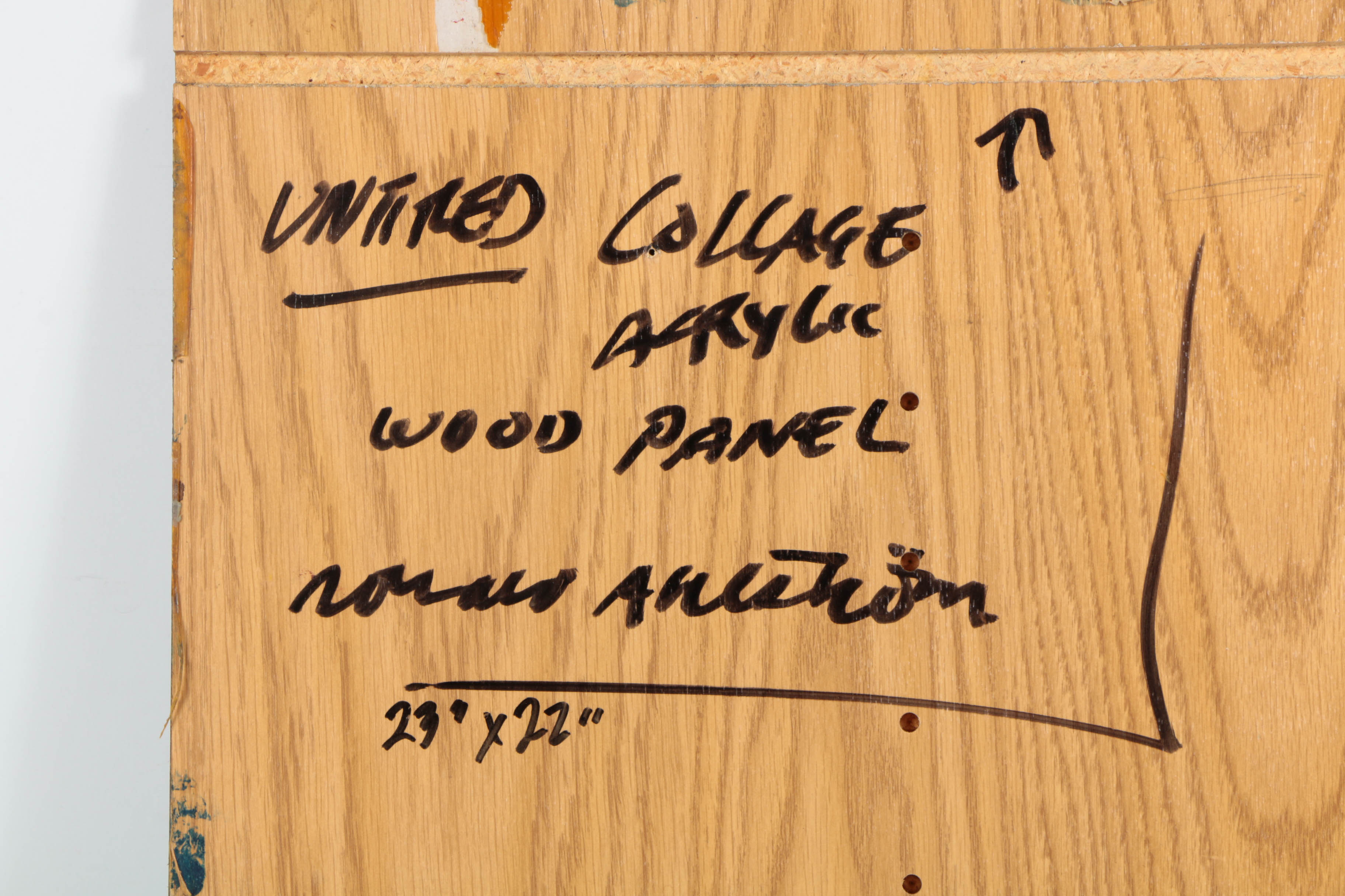 Ronald Ahlström Abstract Mixed Media Collage on Repurposed Wood Board "Untitled"