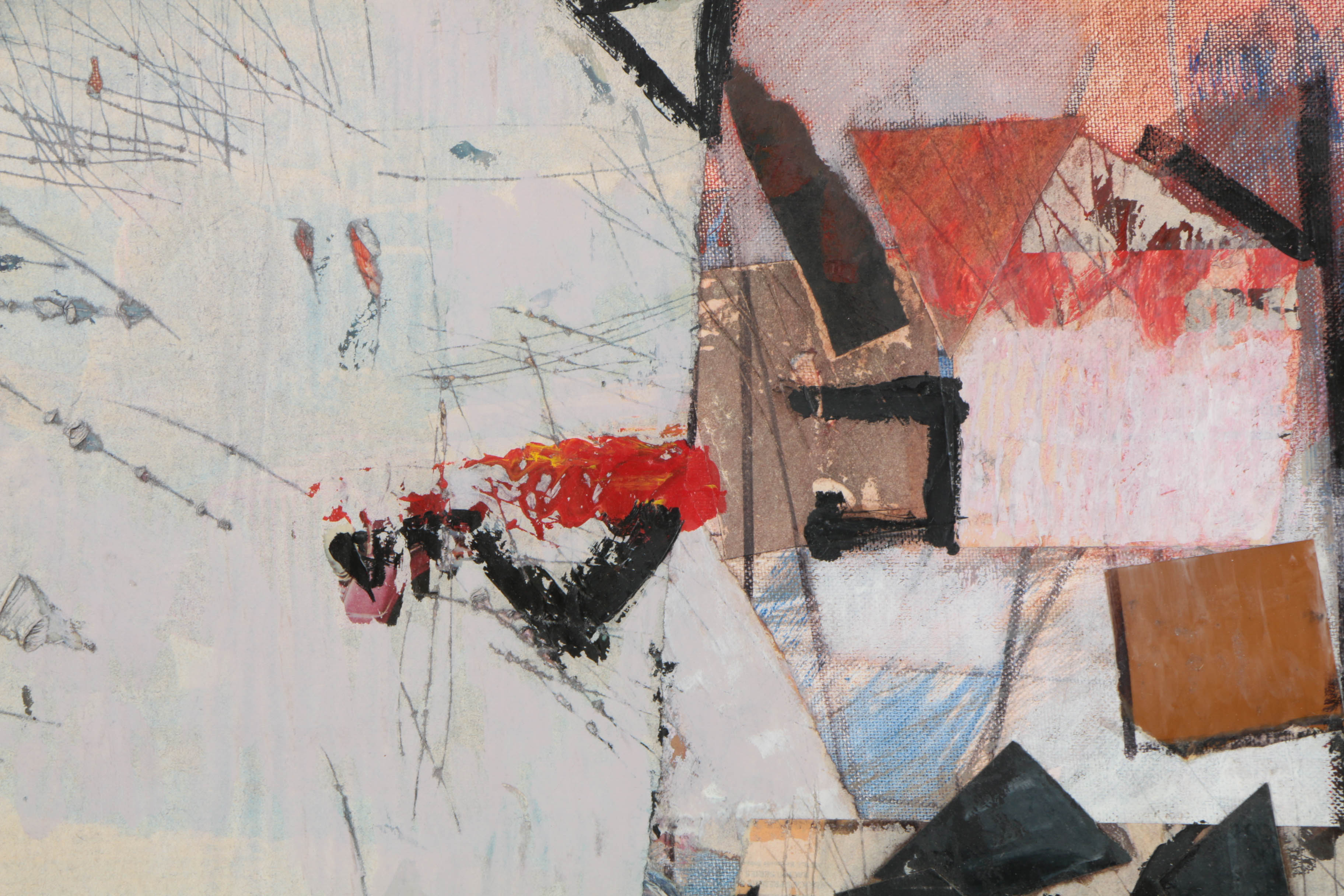 Ronald Ahlström Mixed Media Collage on Board of Abstract Composition
