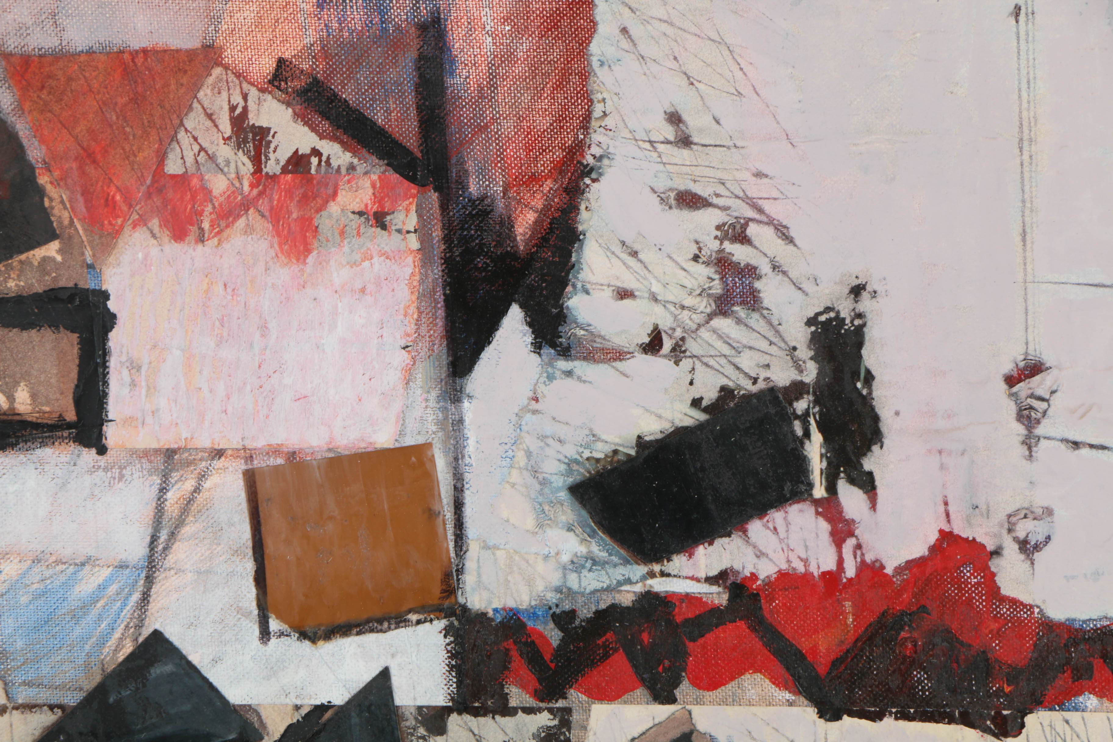 Ronald Ahlström Mixed Media Collage on Board of Abstract Composition