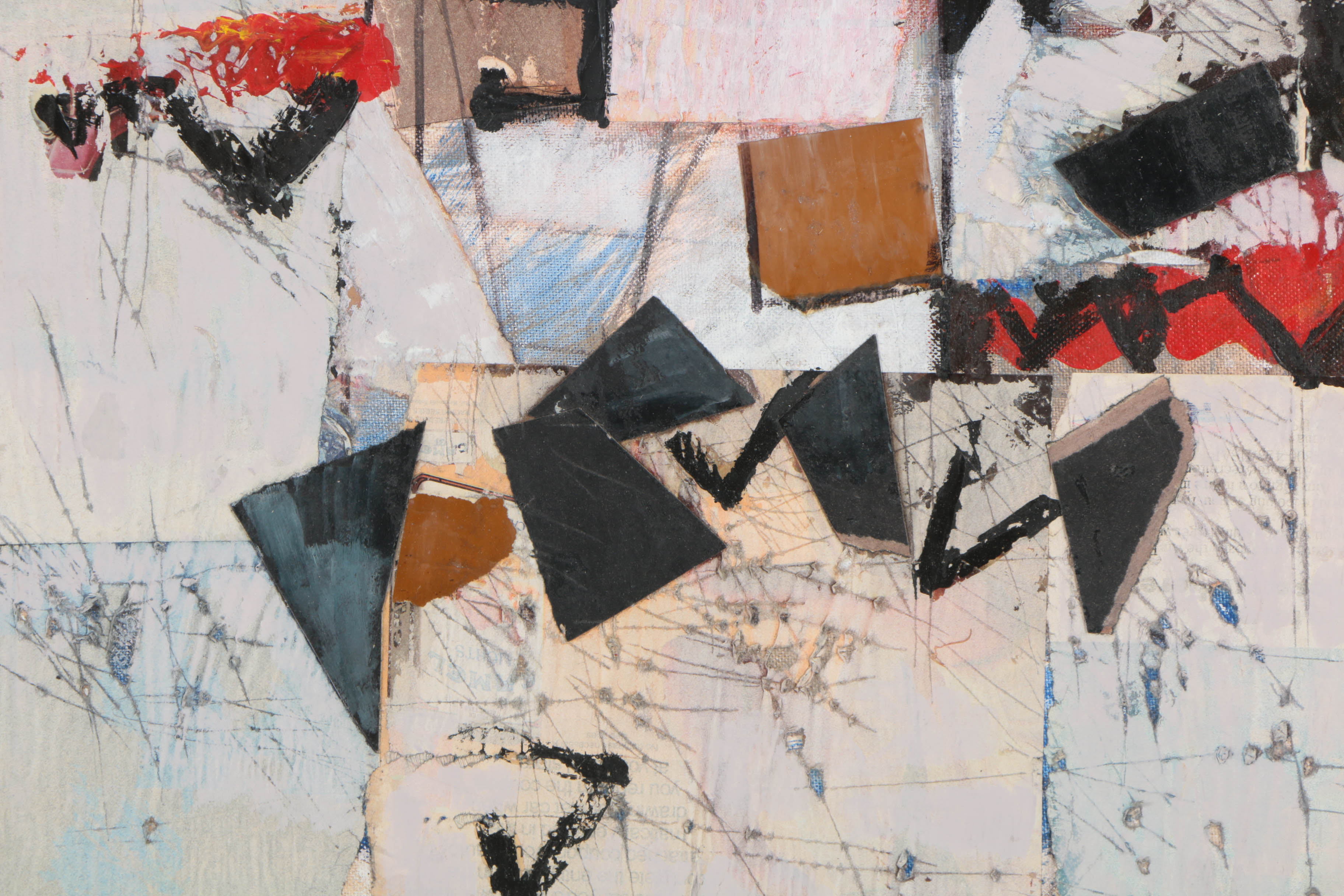 Ronald Ahlström Mixed Media Collage on Board of Abstract Composition