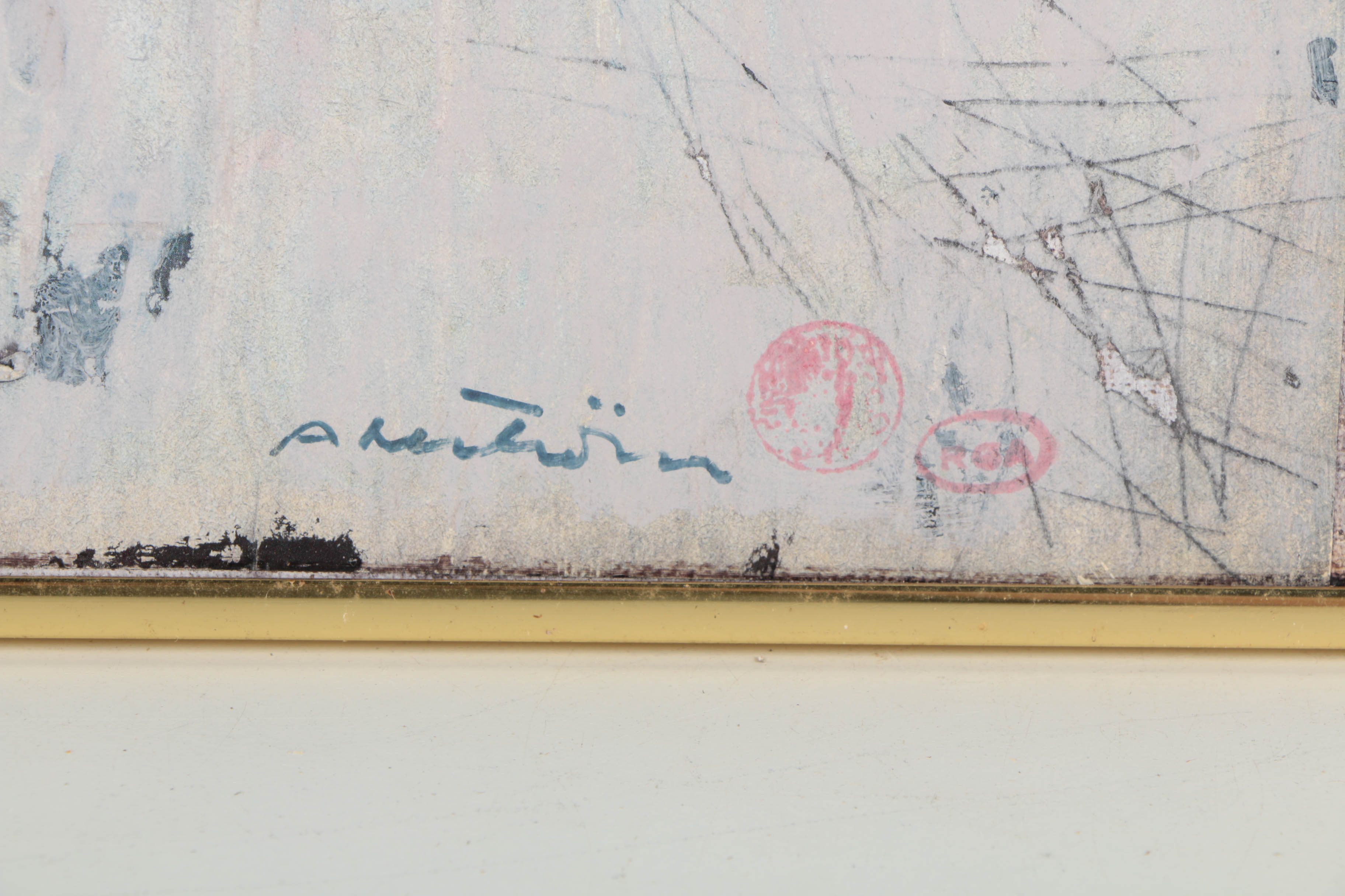 Ronald Ahlström Mixed Media Collage on Board of Abstract Composition