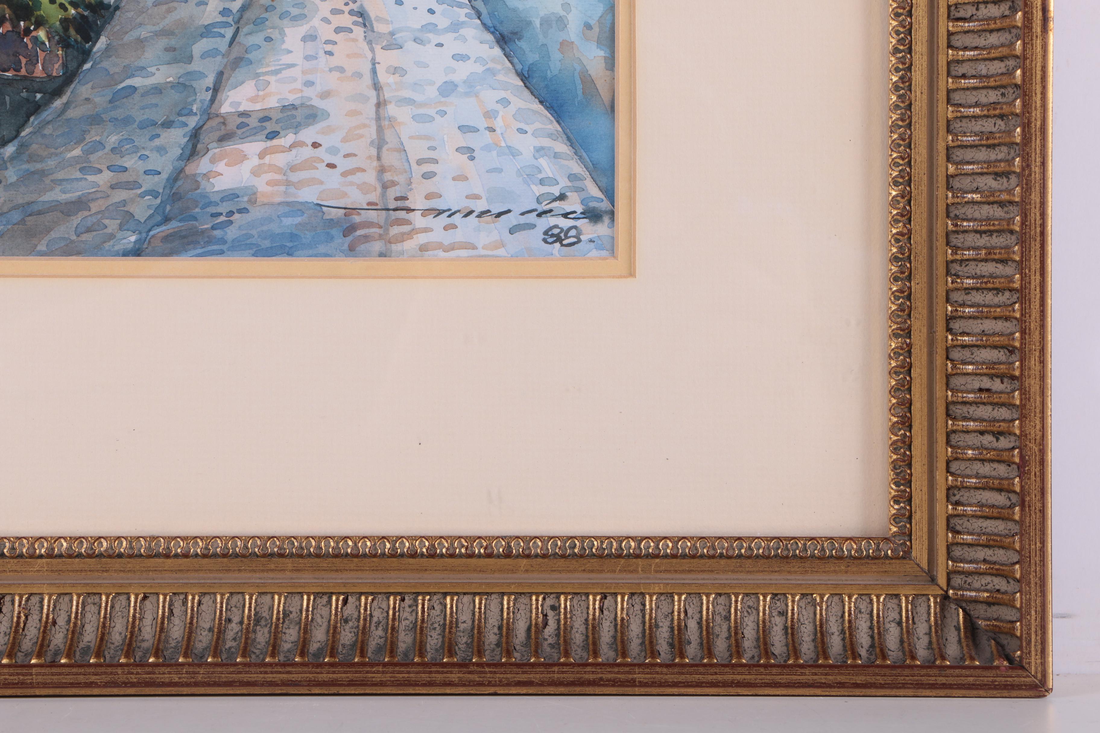 Vintage Watercolor Paintings on Paper of Mission Style Architecture