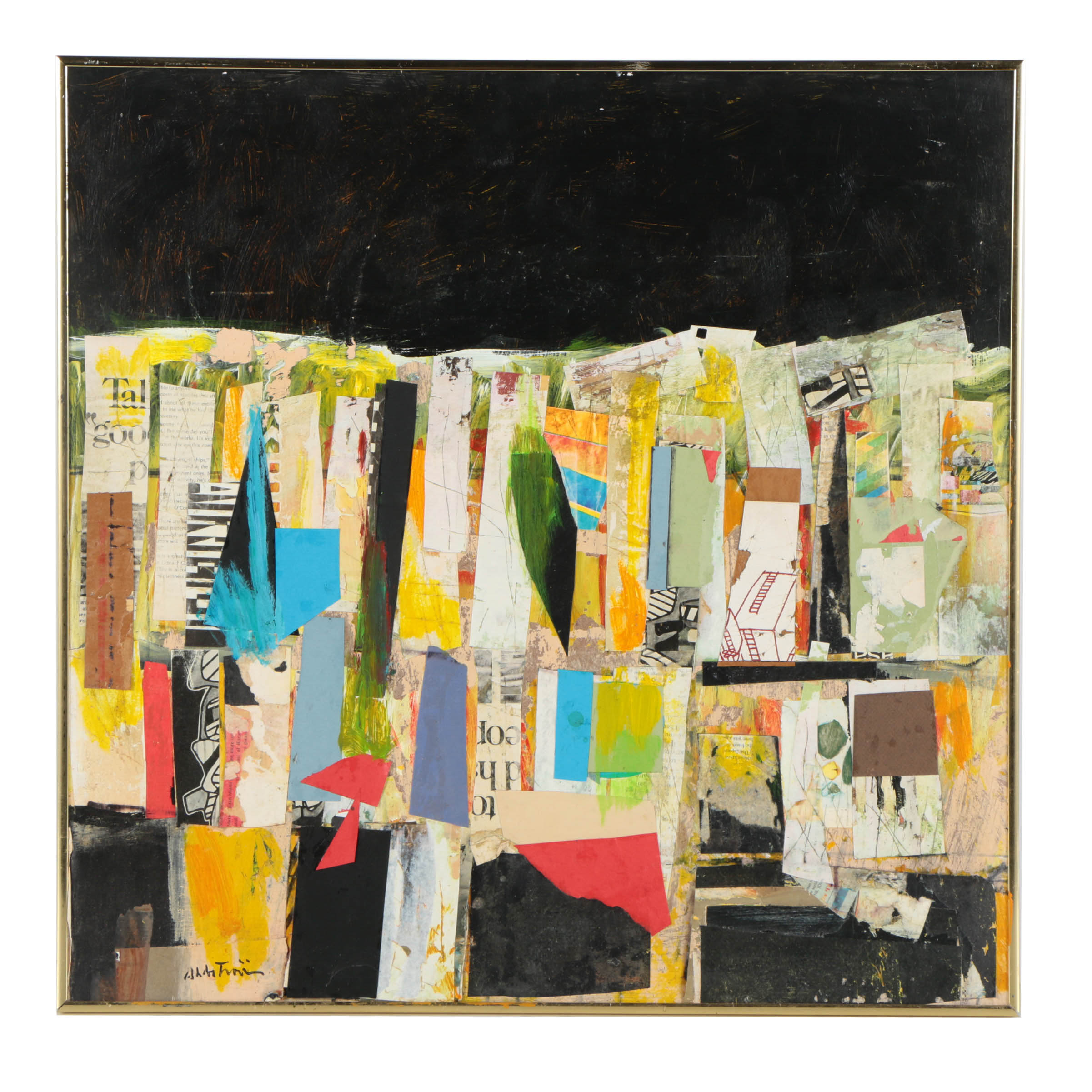 Ronald Ahlström Abstract Mixed Media Collage on Board "Untitled"