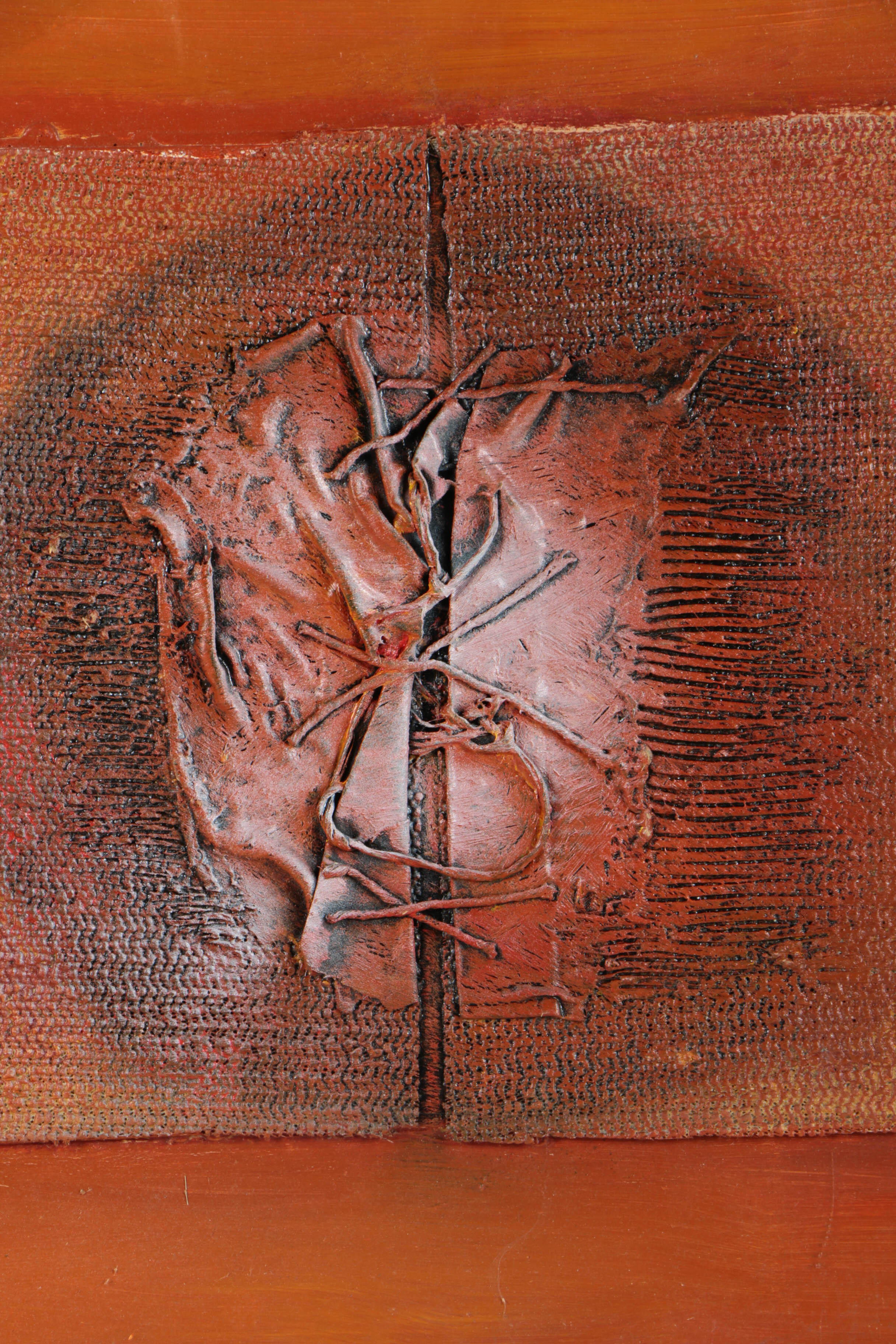 Pair of Ronald Ahlström Mixed Media Collage on Board Abstract Scene