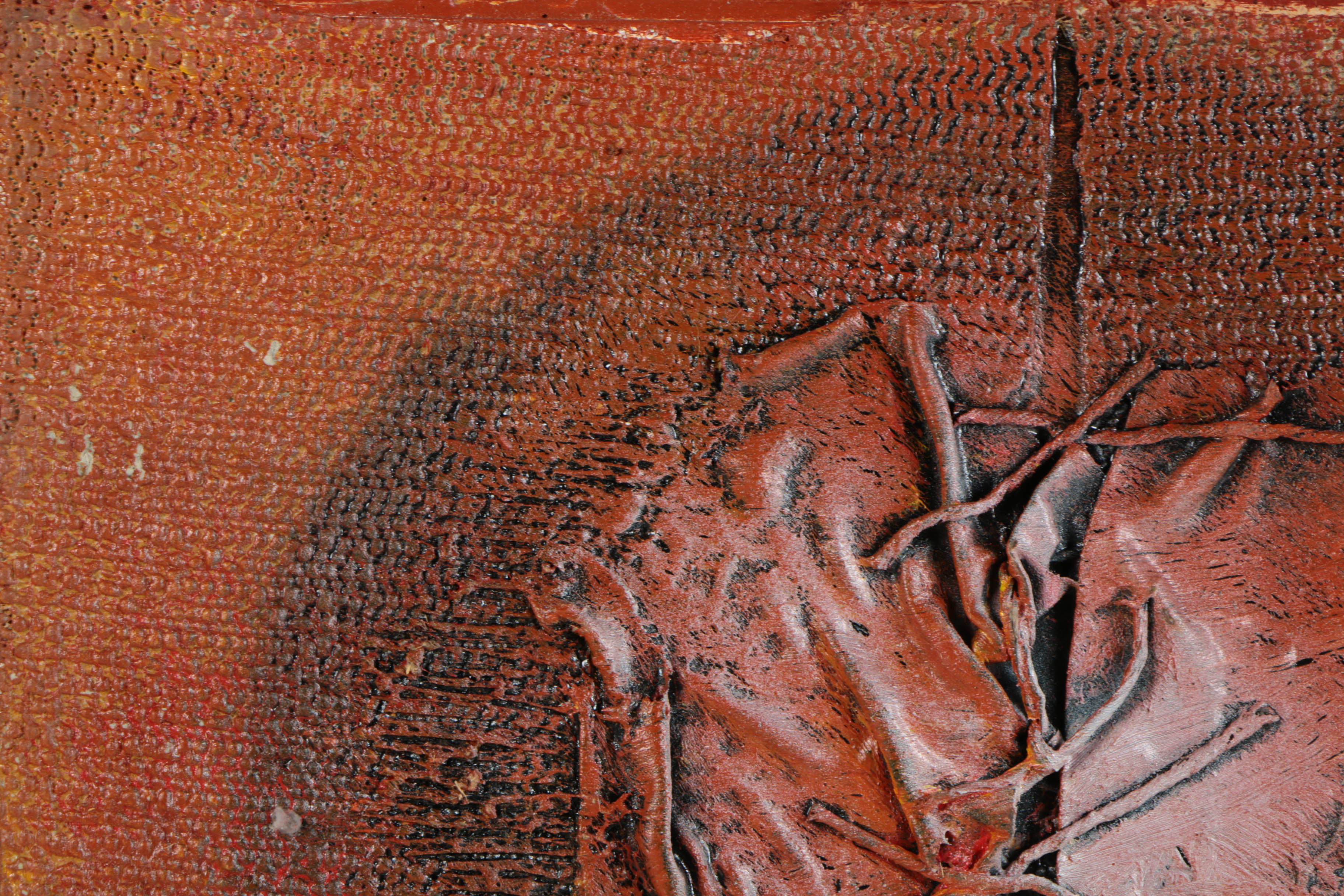 Pair of Ronald Ahlström Mixed Media Collage on Board Abstract Scene