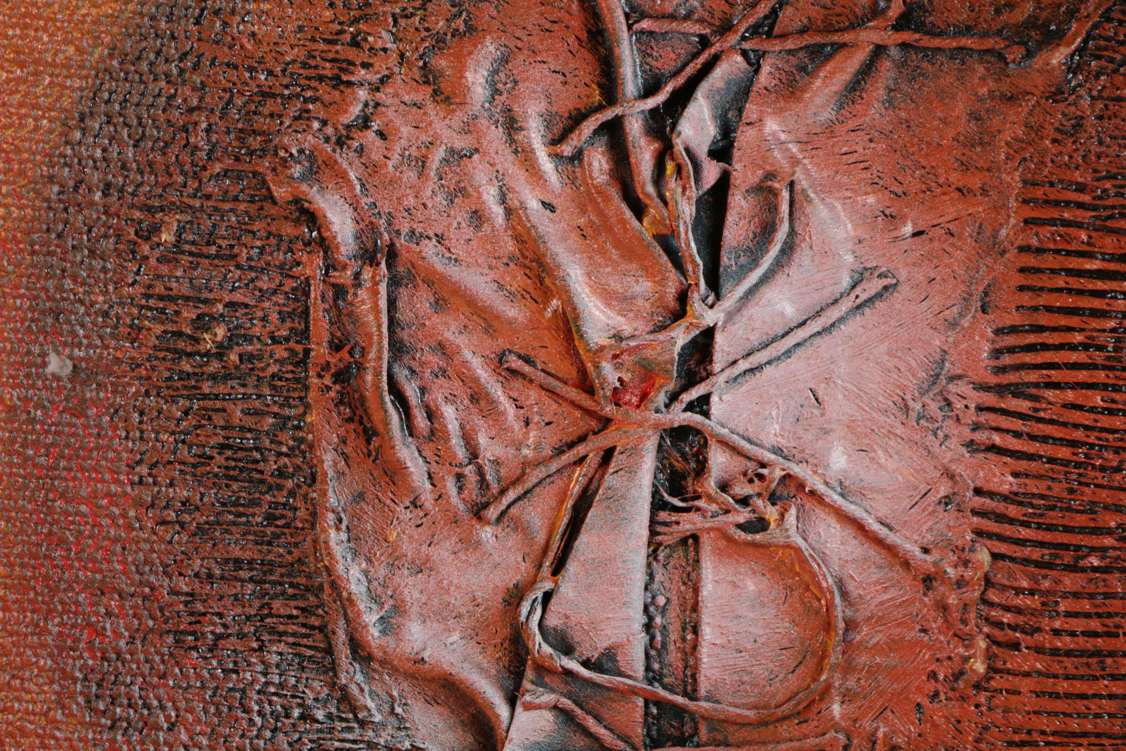 Pair of Ronald Ahlström Mixed Media Collage on Board Abstract Scene