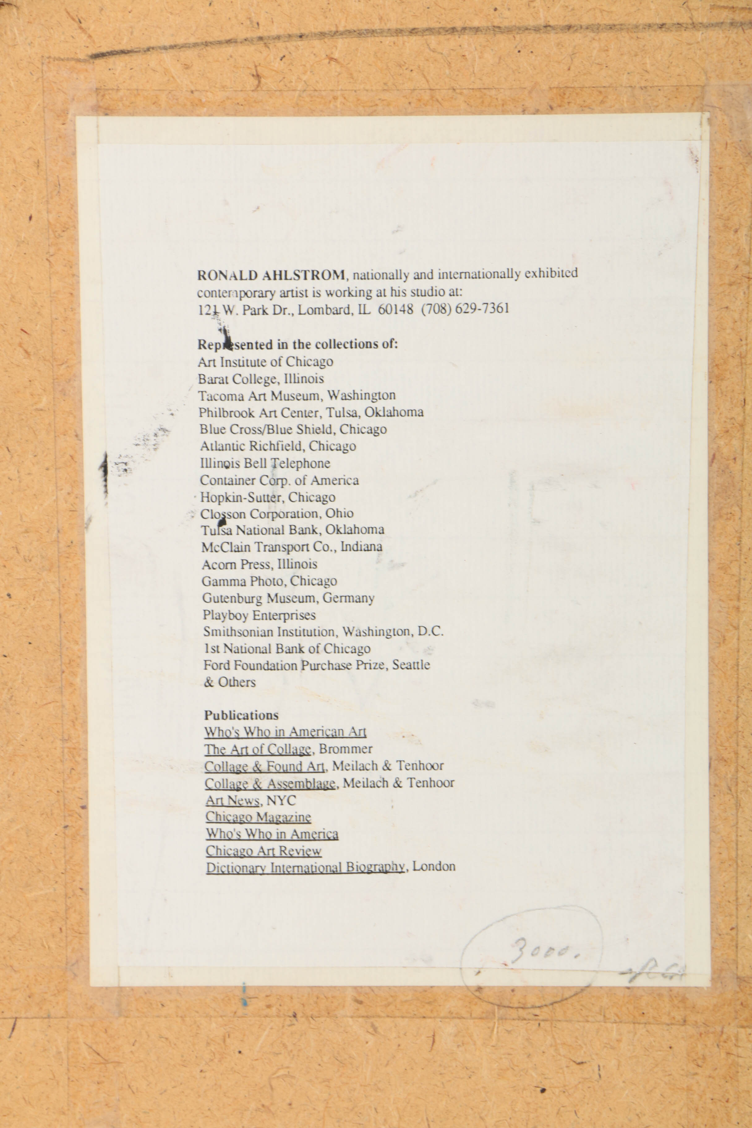 Ronald Ahlström Various Mixed Media Collages on Board "Untitled"