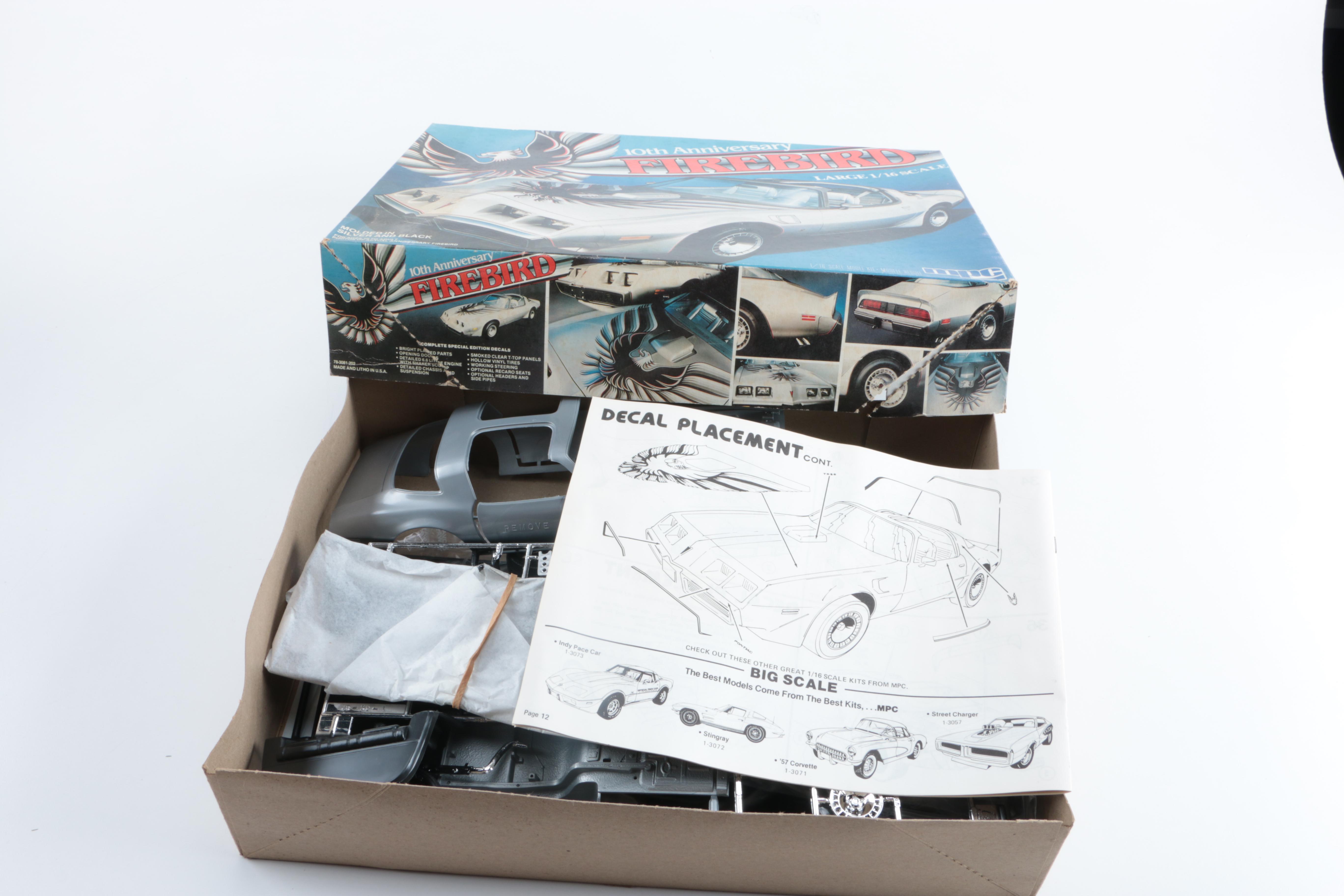 1970s Revelleader Funny Car and MPC 10th Anniversary Firebird 1:16 Model Kits