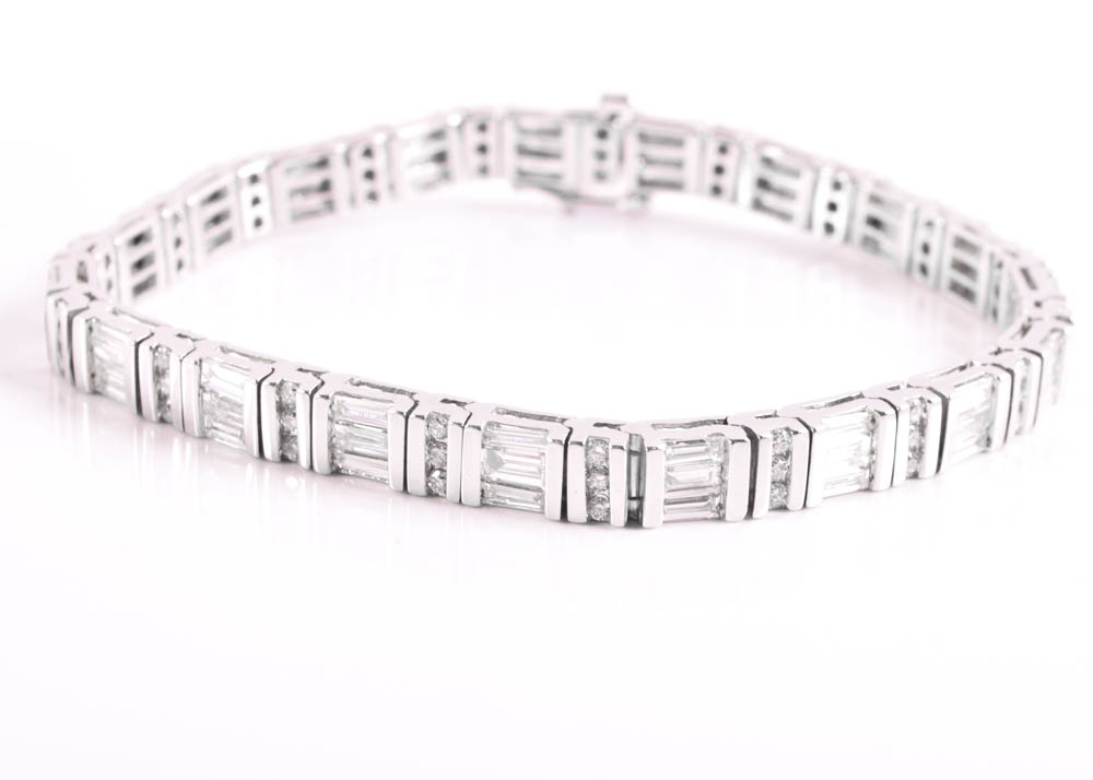 14K White Gold 6.00 CTW Diamond Line Bracelet