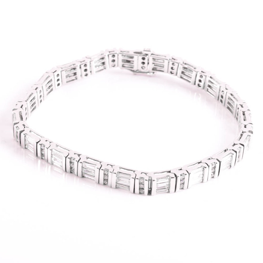 14K White Gold 6.00 CTW Diamond Line Bracelet